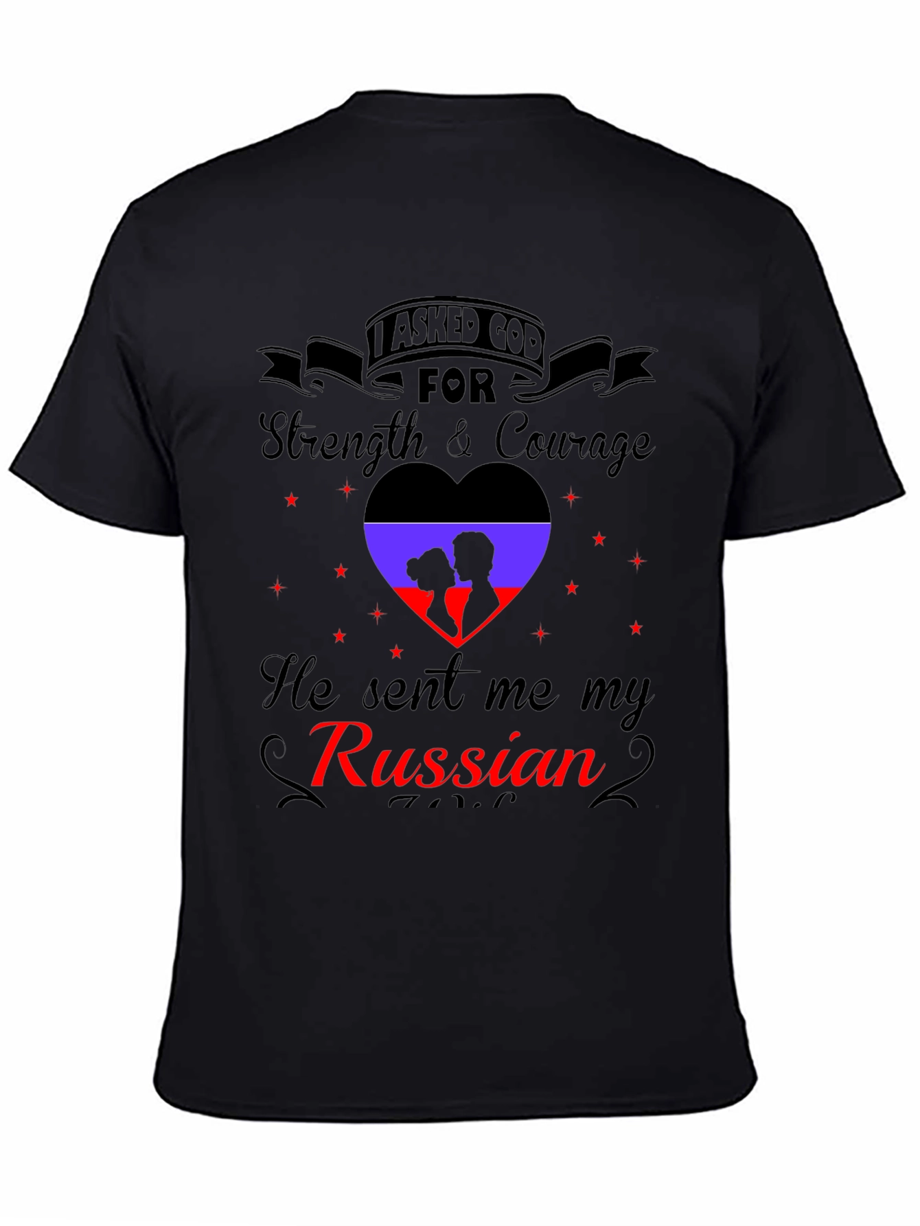 Camiseta Negra con Diseño Romántico Ruso