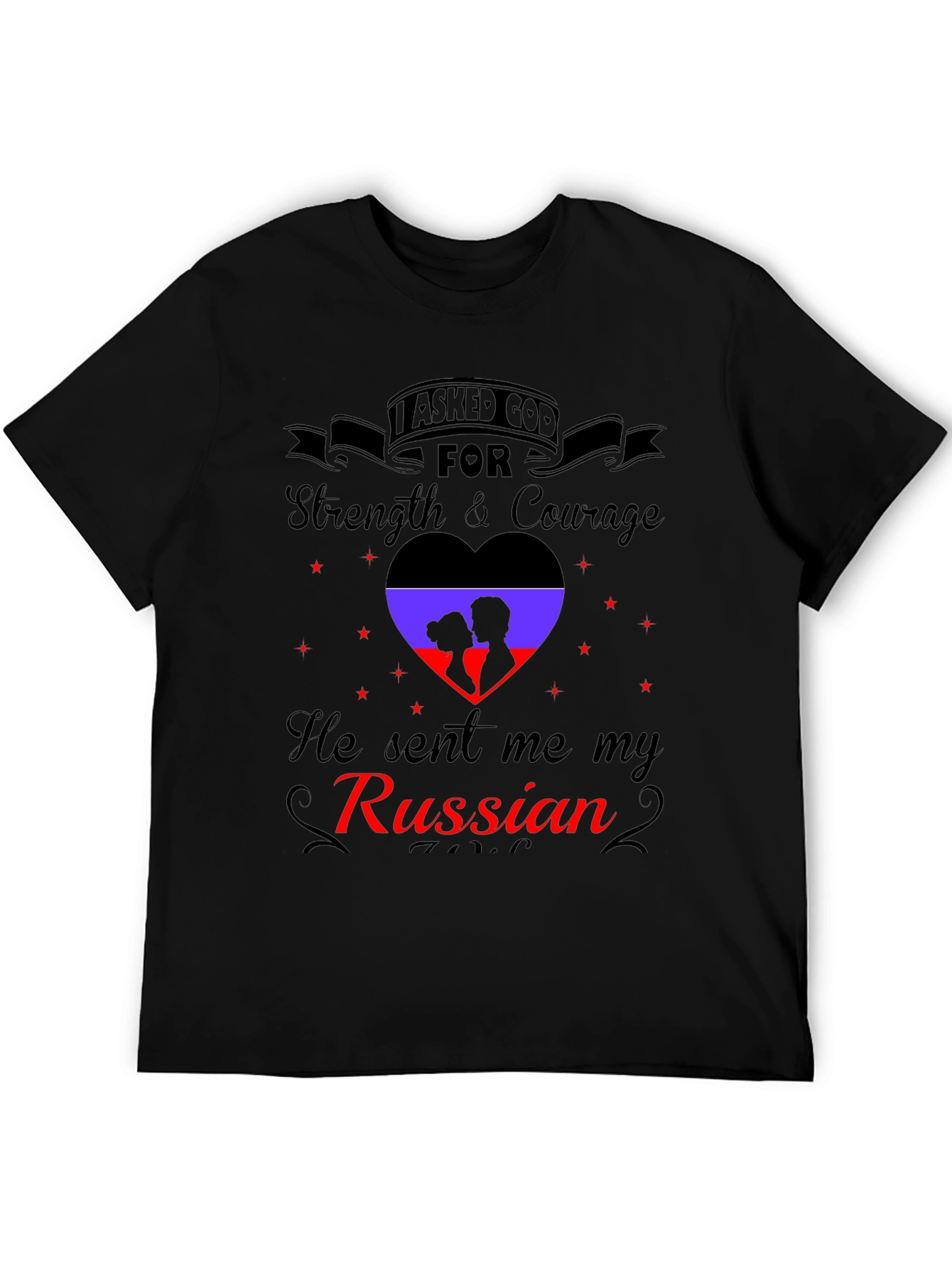 Camiseta Negra con Diseño Romántico Ruso