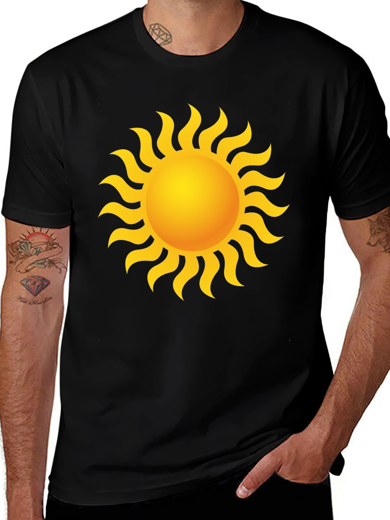 Camiseta Negra con Sol Brillante