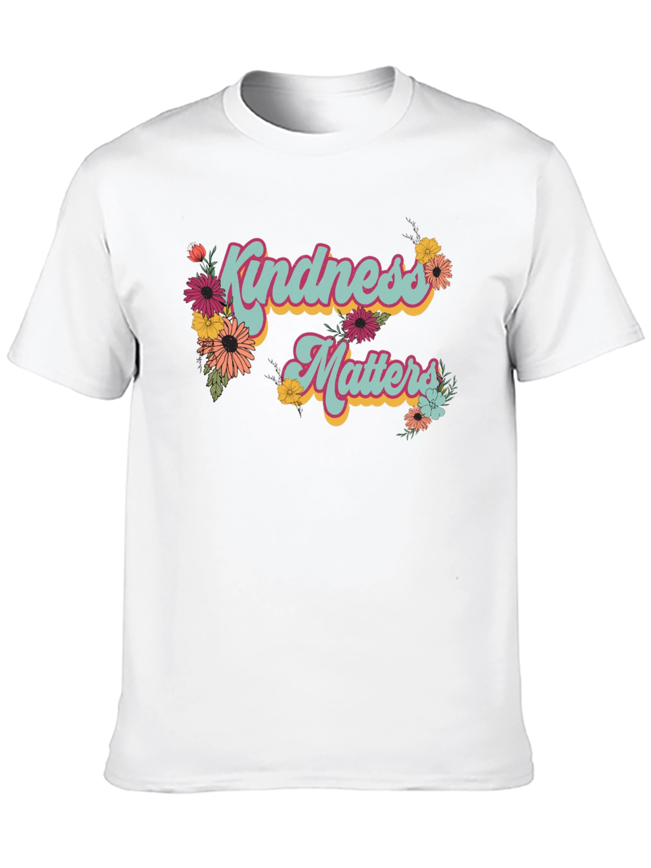 Camiseta Negra Kindness Matters con Flores