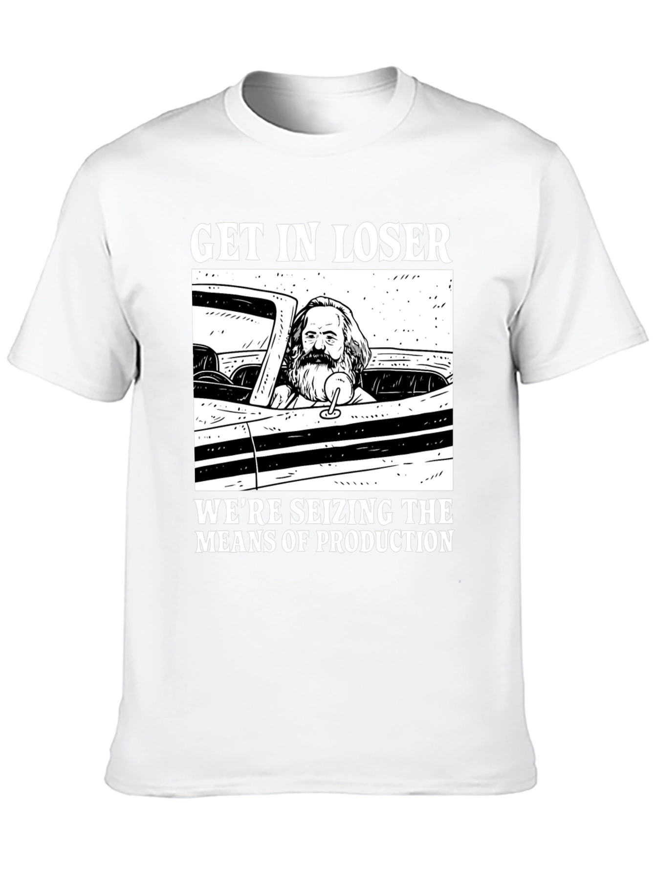 Camiseta Negra: Marx Seizing Means of Production