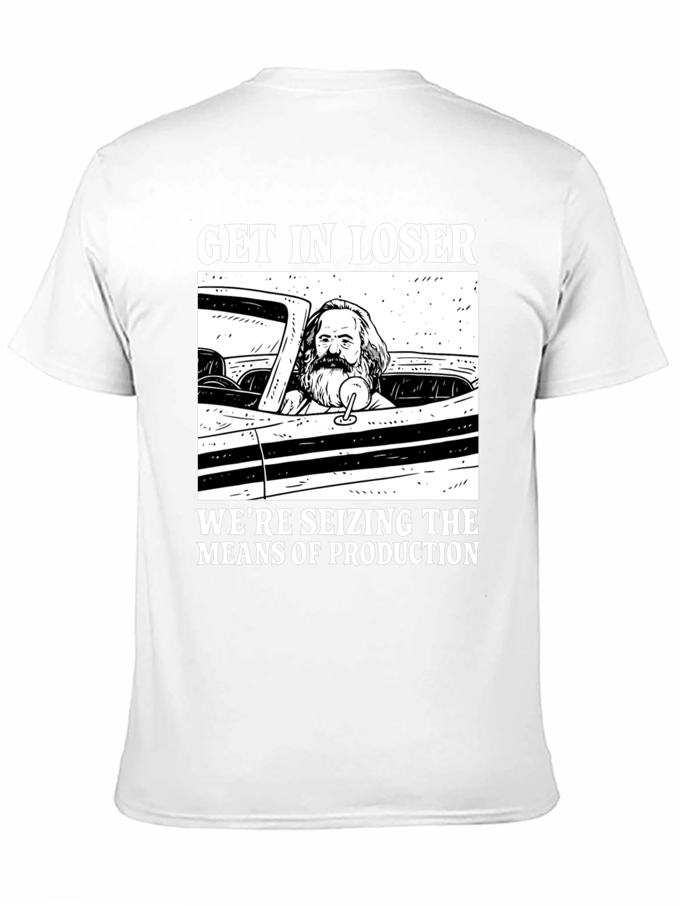 Camiseta Negra: Marx Seizing Means of Production