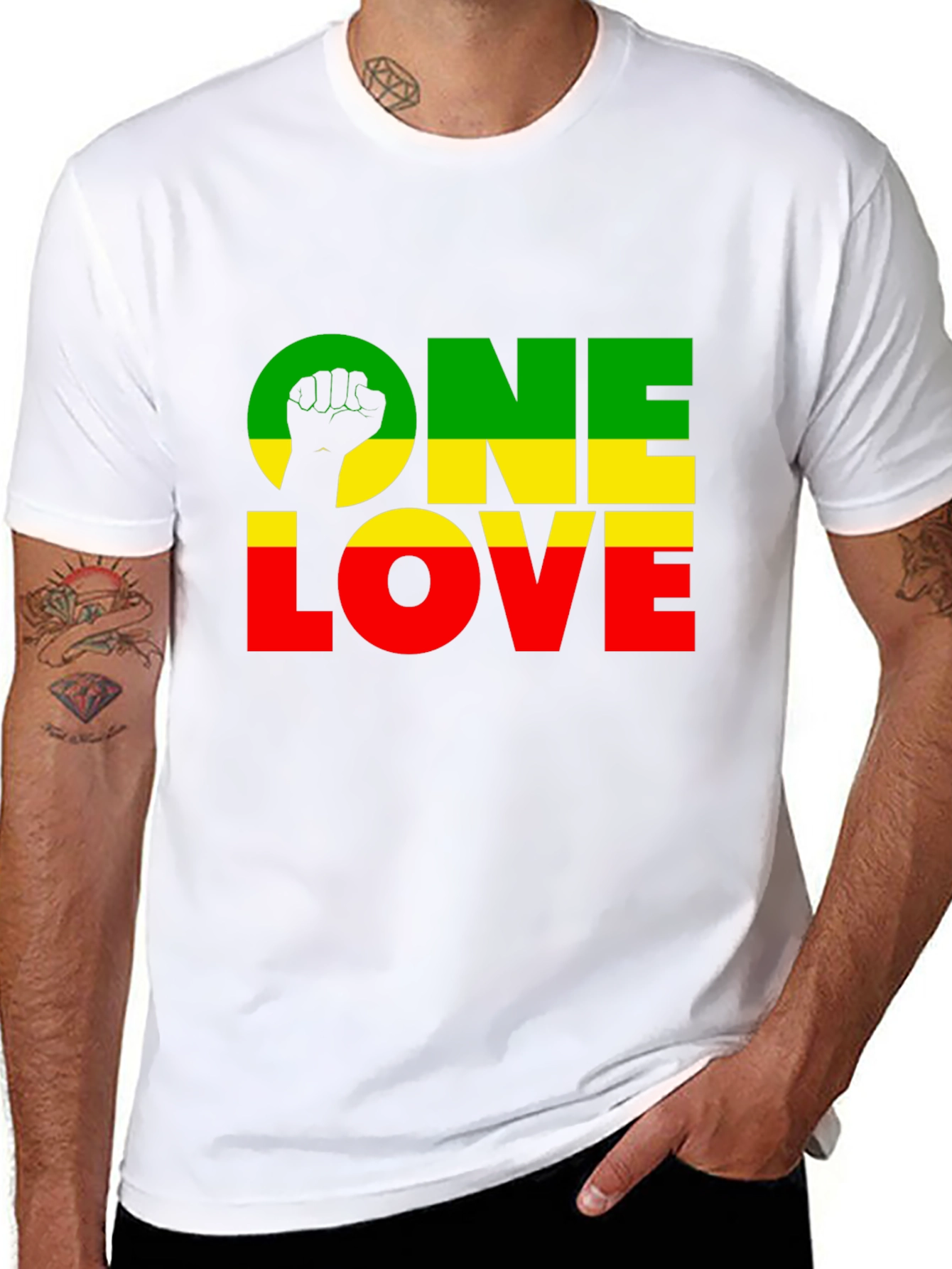 Camiseta Negra One Love Rasta