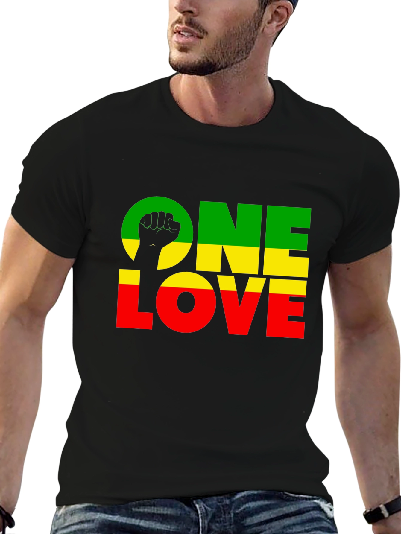 Camiseta Negra One Love Rasta