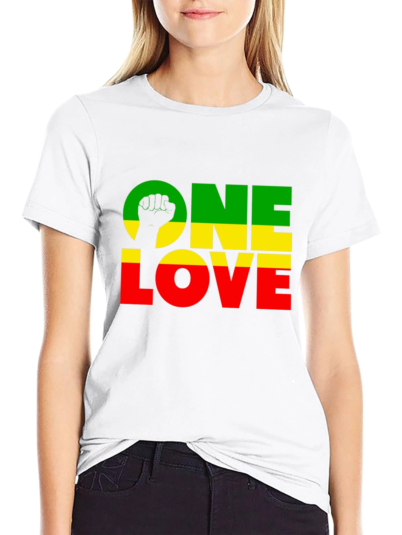 Camiseta Negra One Love Rasta