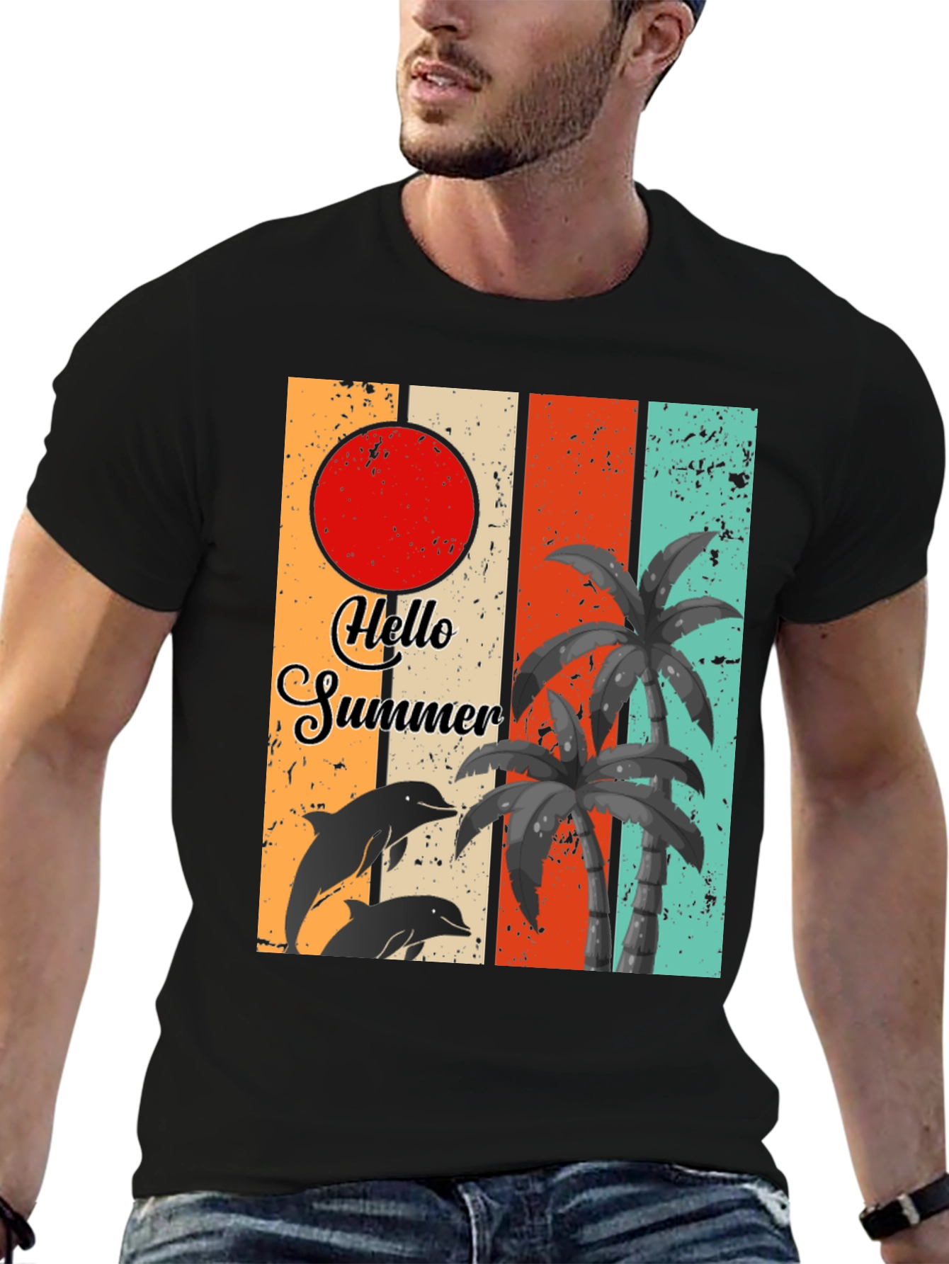 Camiseta Hello Summer con diseño retro