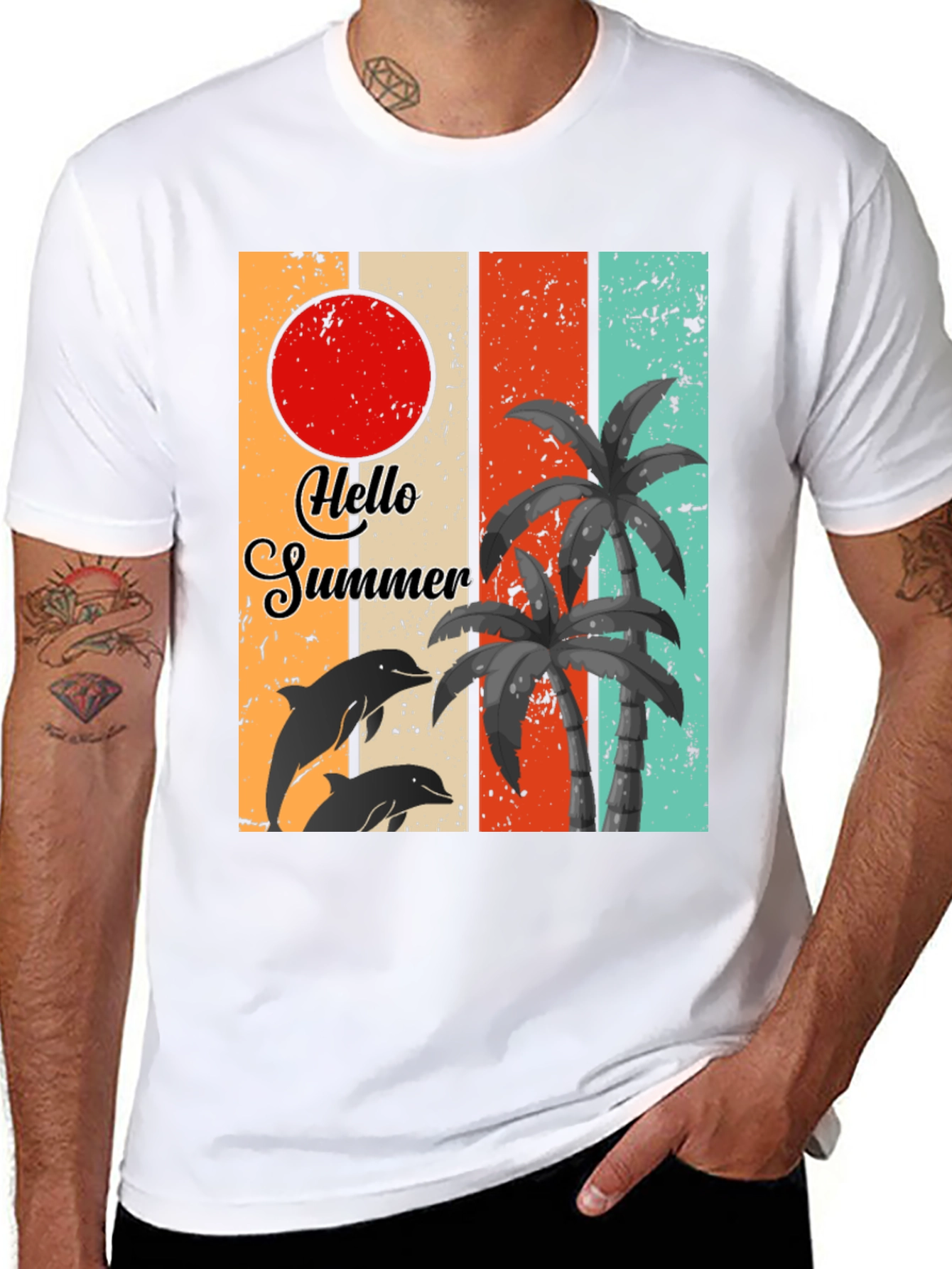 Camiseta Hello Summer con diseño retro