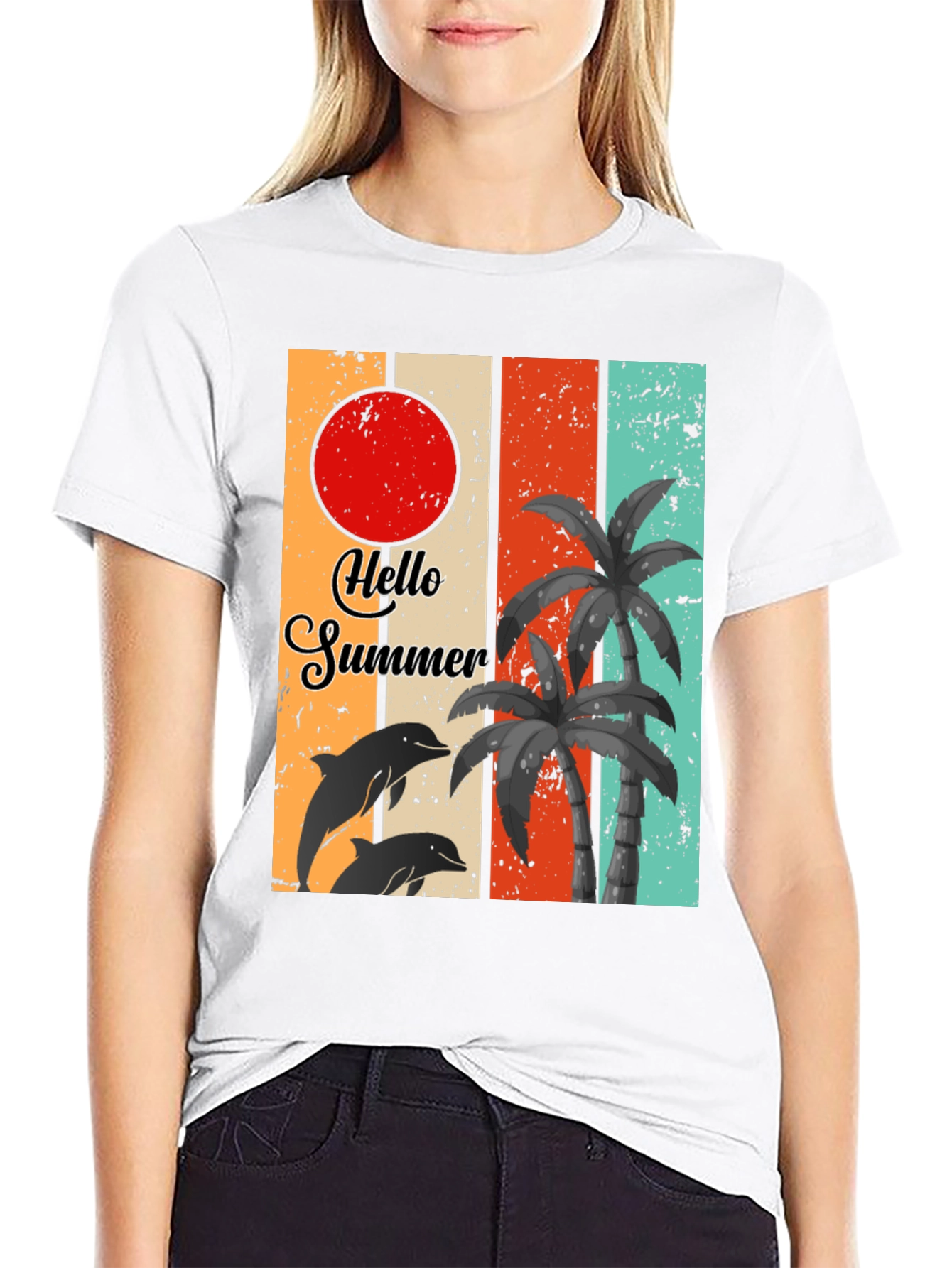 Camiseta Hello Summer con diseño retro