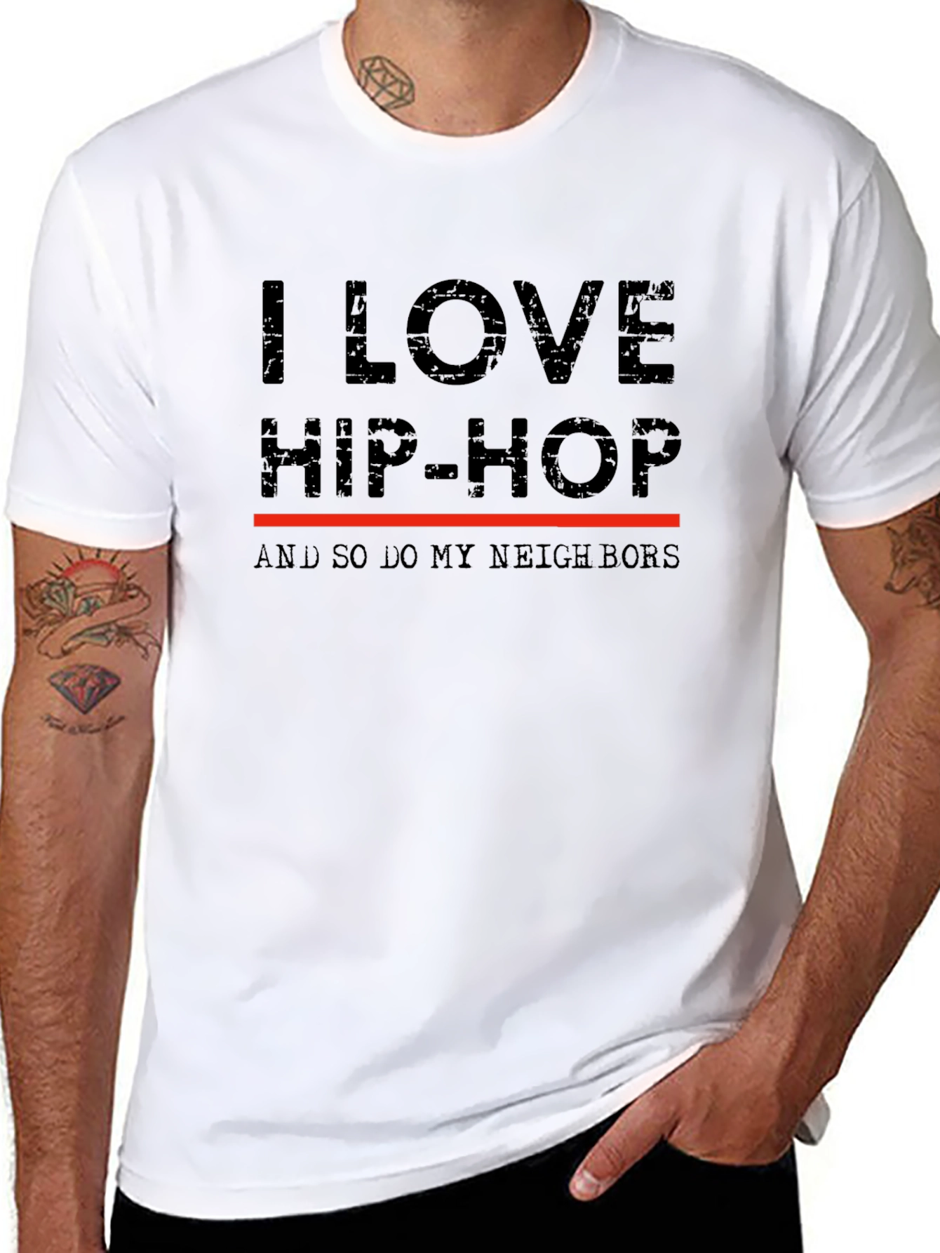 Camiseta I Love Hip-Hop para Amantes de la Música