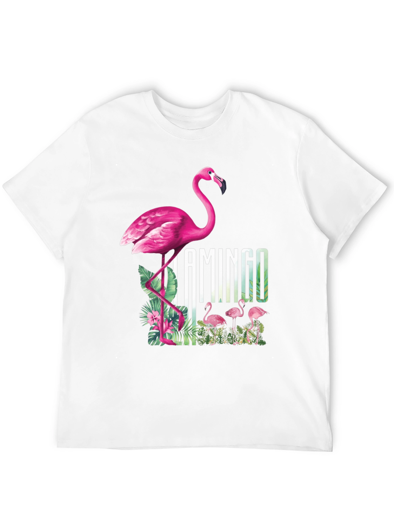 Camiseta Negra con Diseño de Flamenco Tropical