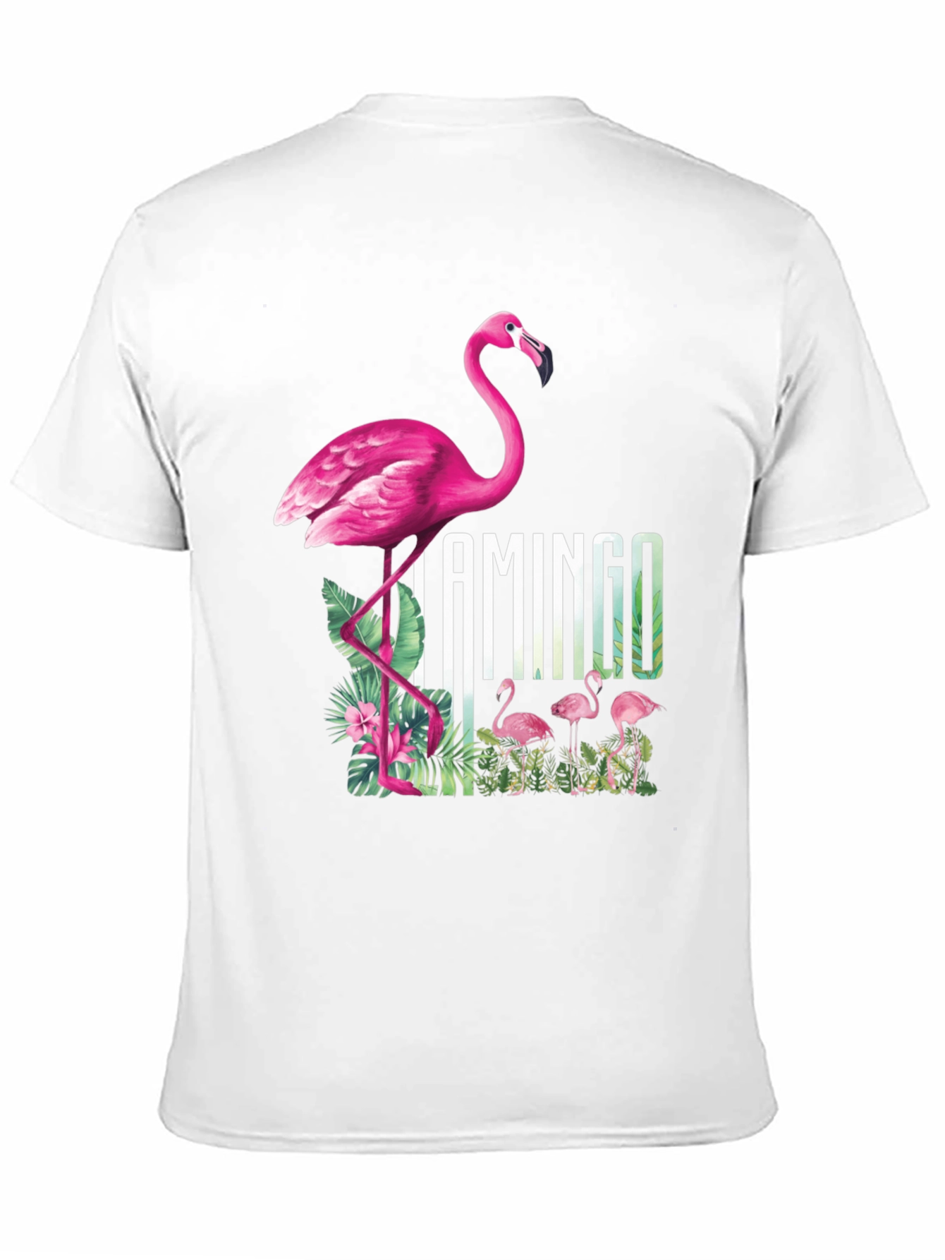 Camiseta Negra con Diseño de Flamenco Tropical