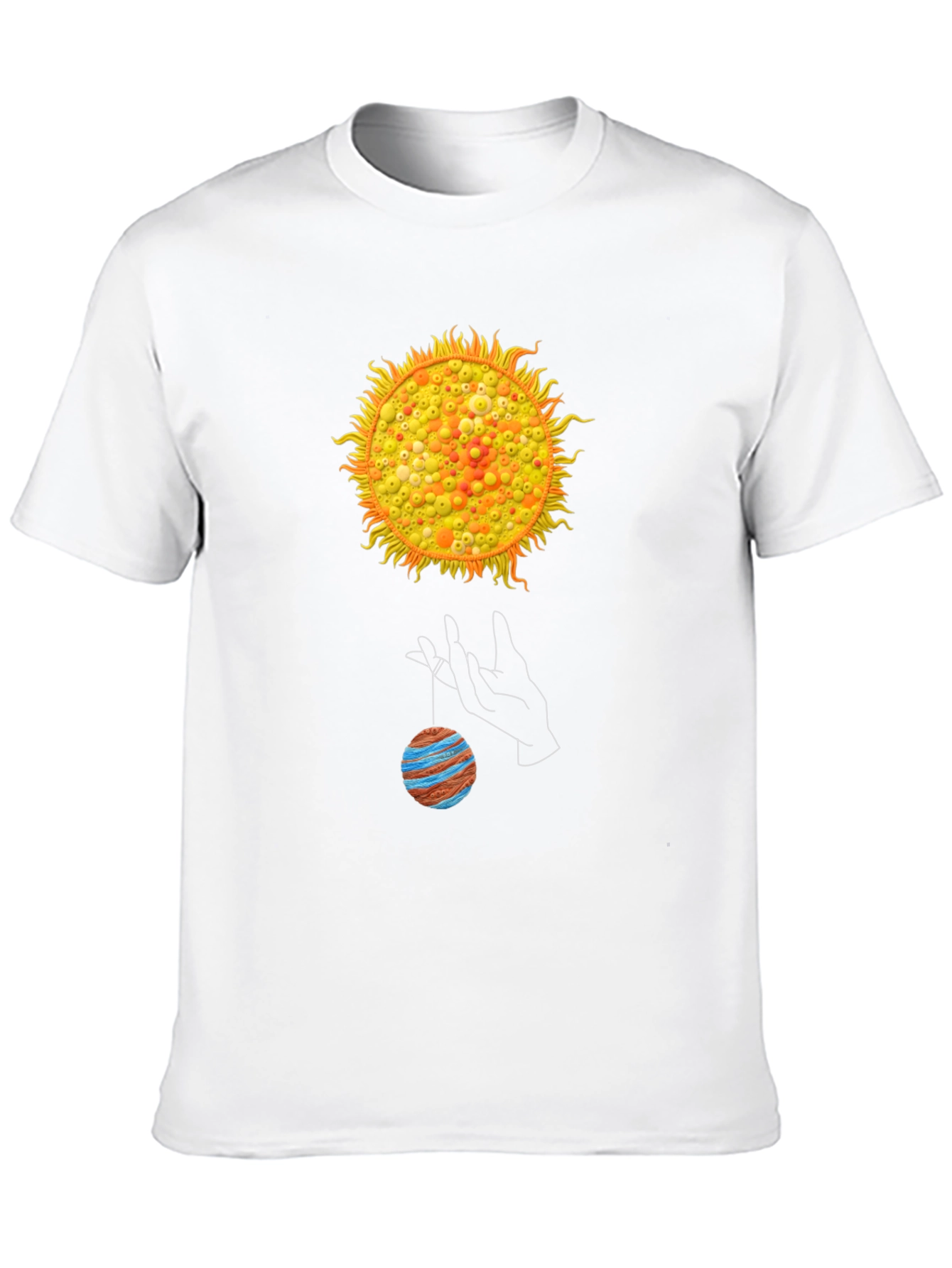 Camiseta Negra con Diseño de Sol y Planeta