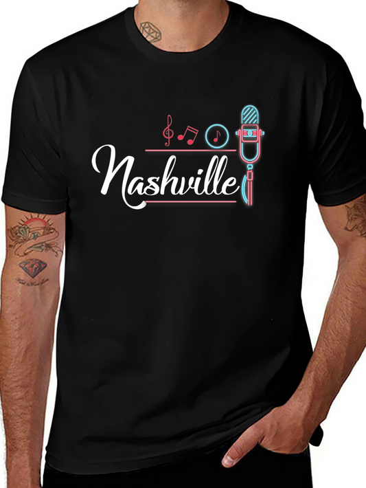 Camiseta Negra Nashville Música Vintage