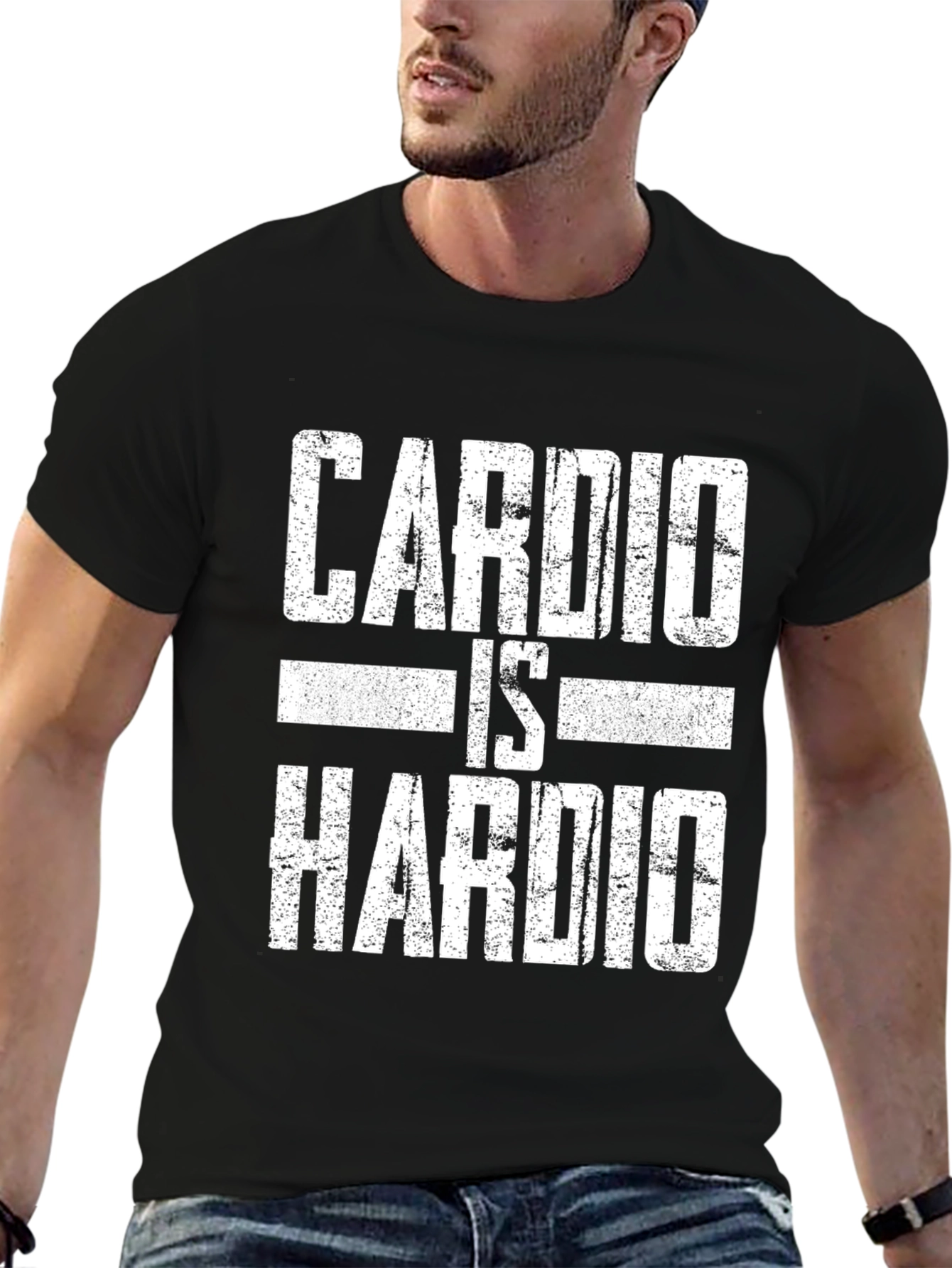 Camiseta Negra: Cardio Is Hardio - Diseño Divertido