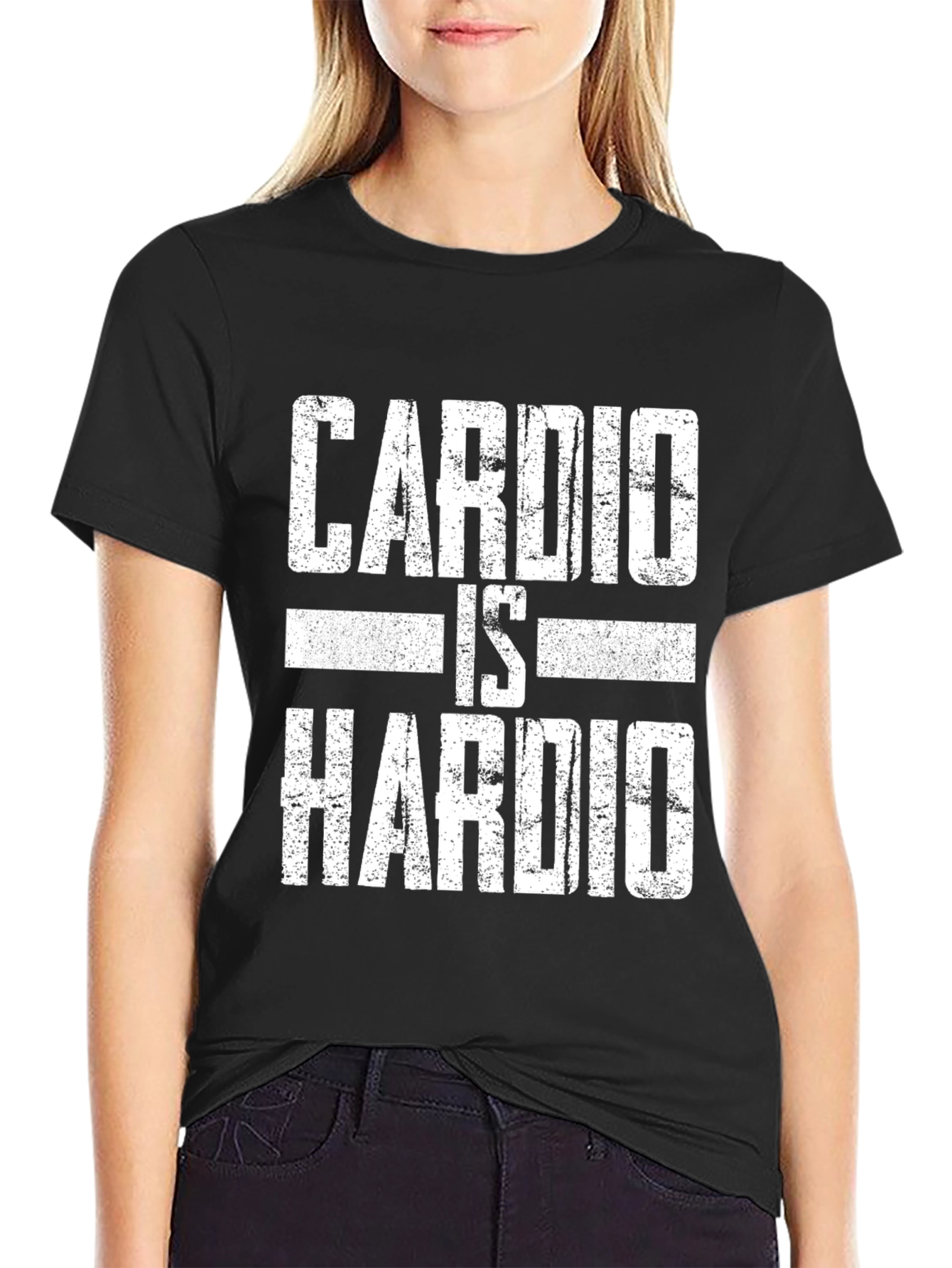 Camiseta Negra: Cardio Is Hardio - Diseño Divertido