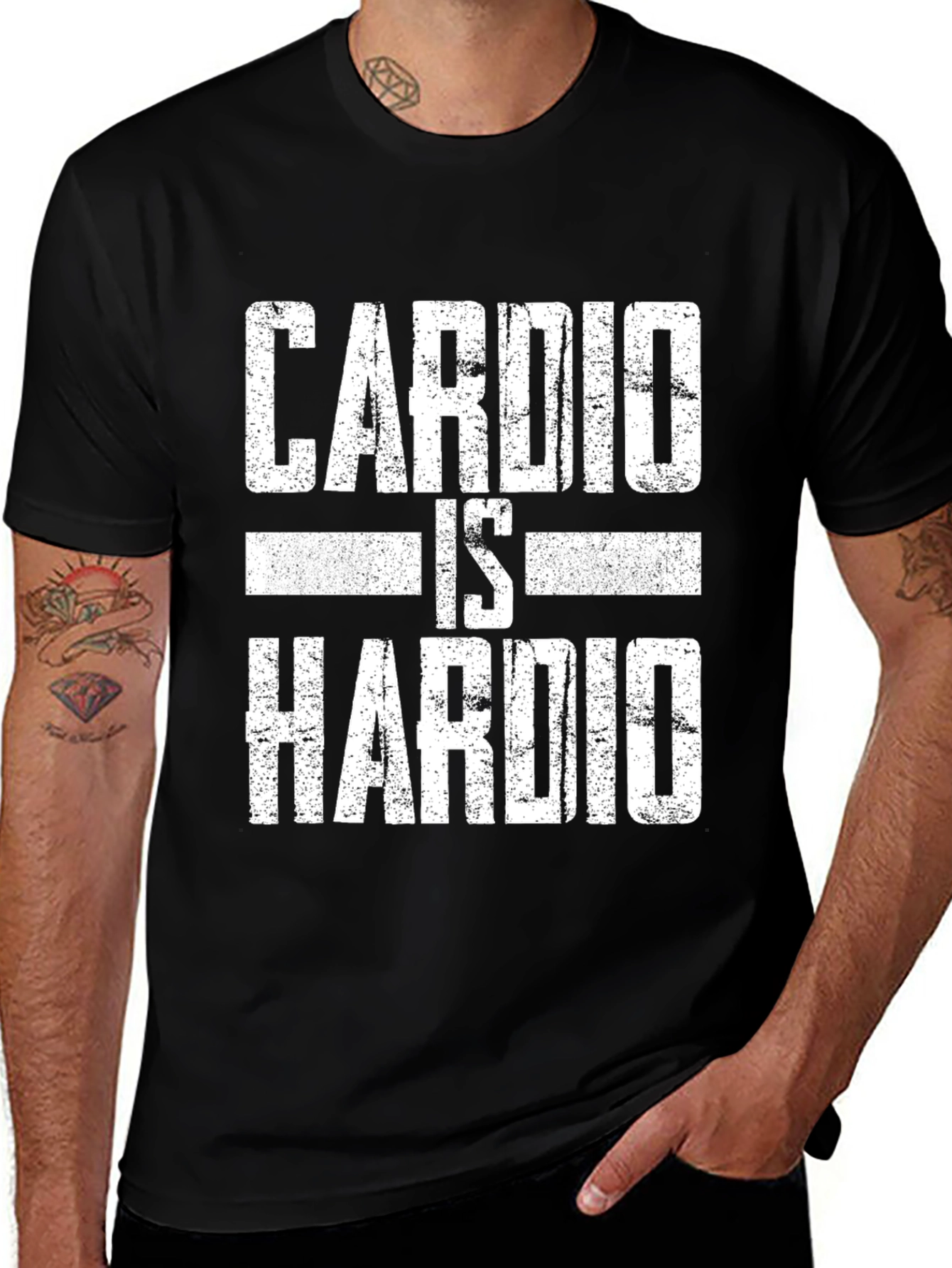 Camiseta Negra: Cardio Is Hardio - Diseño Divertido