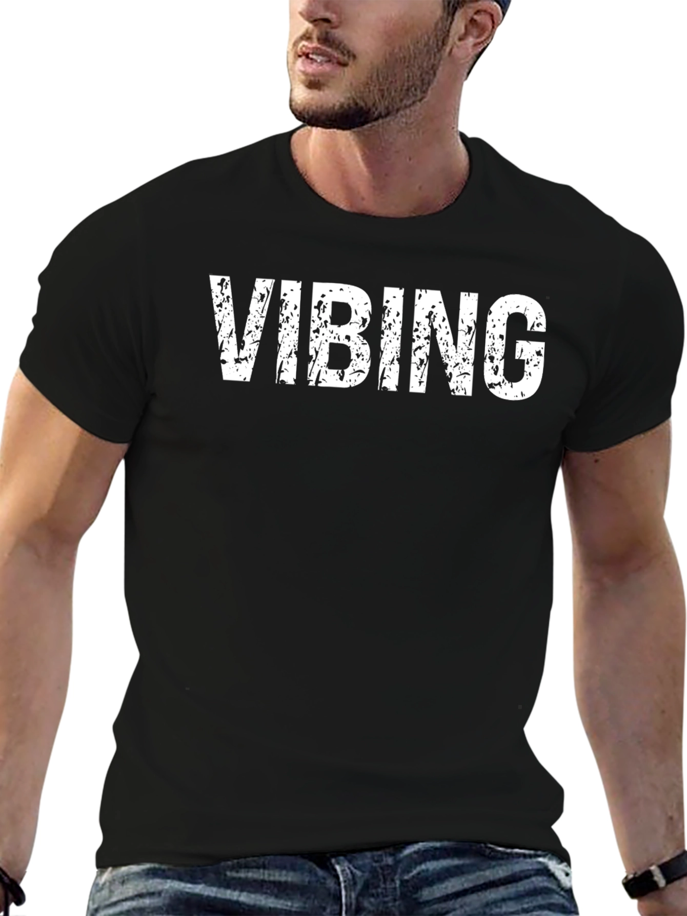 Camiseta Negra Vibing Casual Unisex