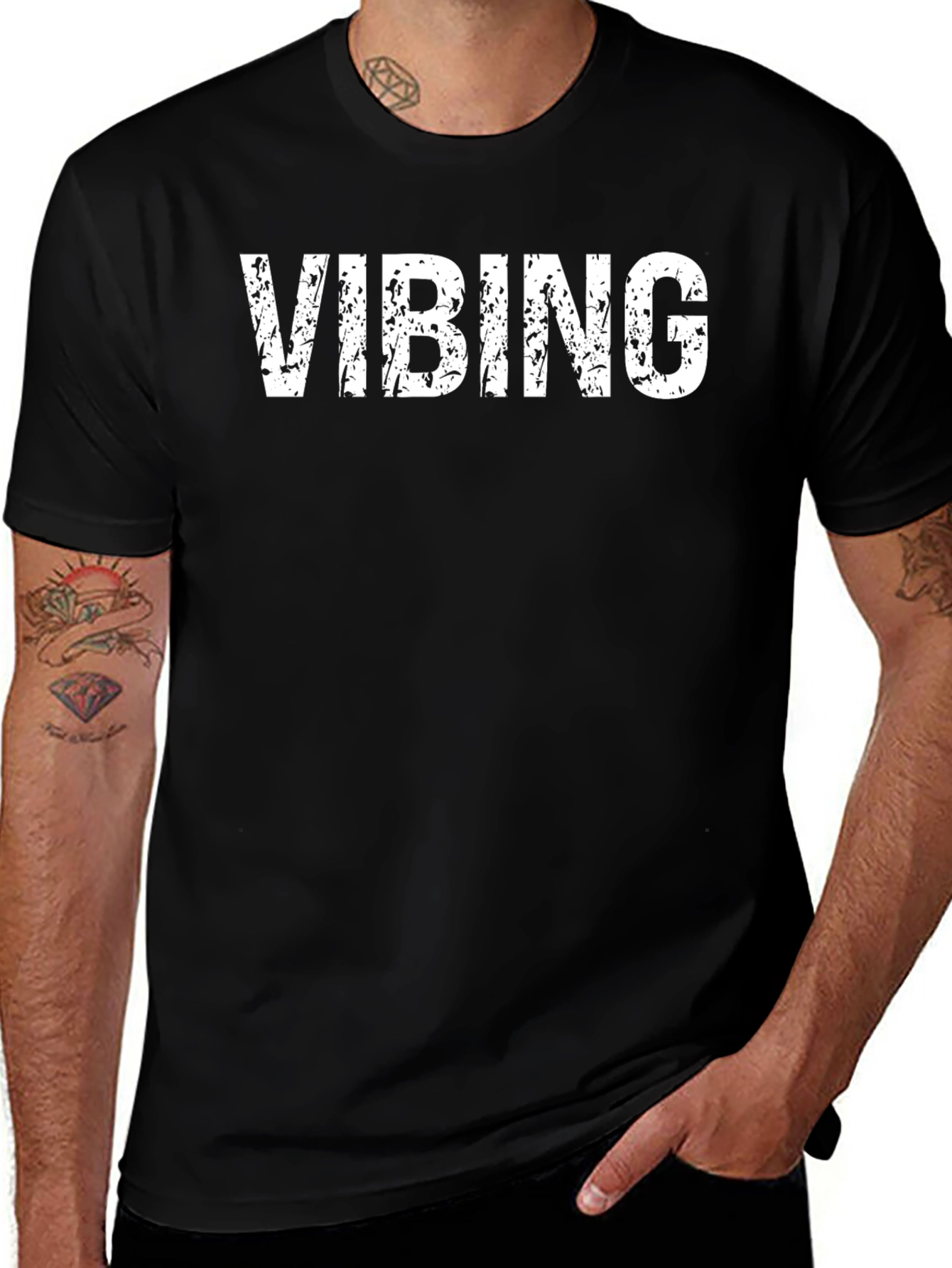 Camiseta Negra Vibing Casual Unisex