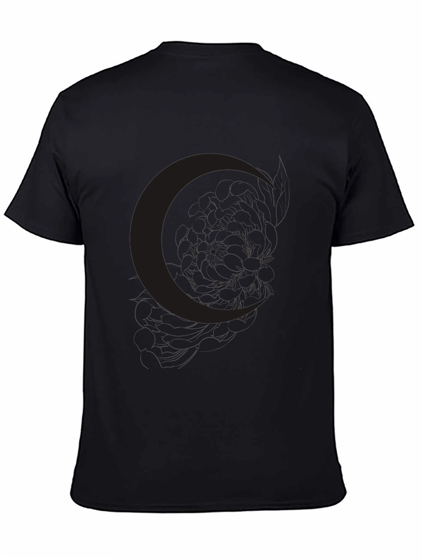 Camiseta Negra Luna Estilo Casual Hombre