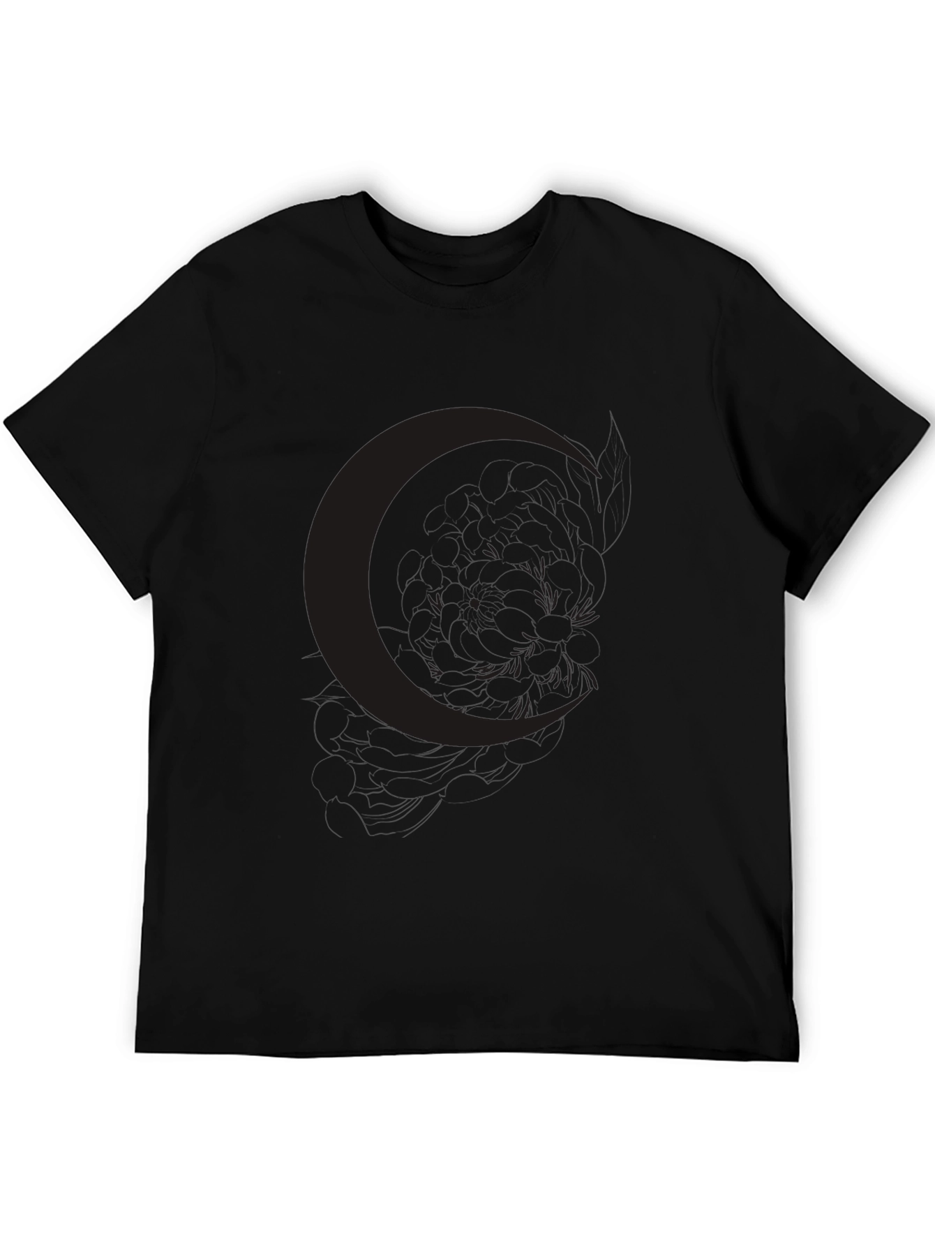 Camiseta Negra Luna Estilo Casual Hombre