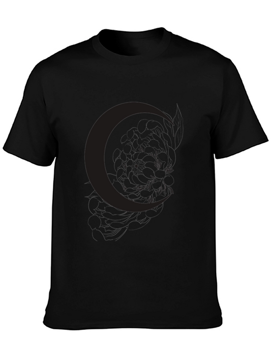 Camiseta Negra Luna Estilo Casual Hombre
