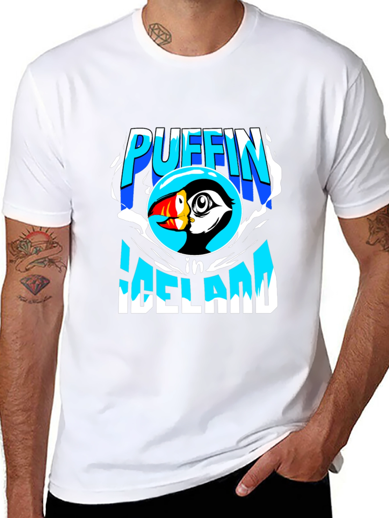 Camiseta Negra Puffin in Iceland