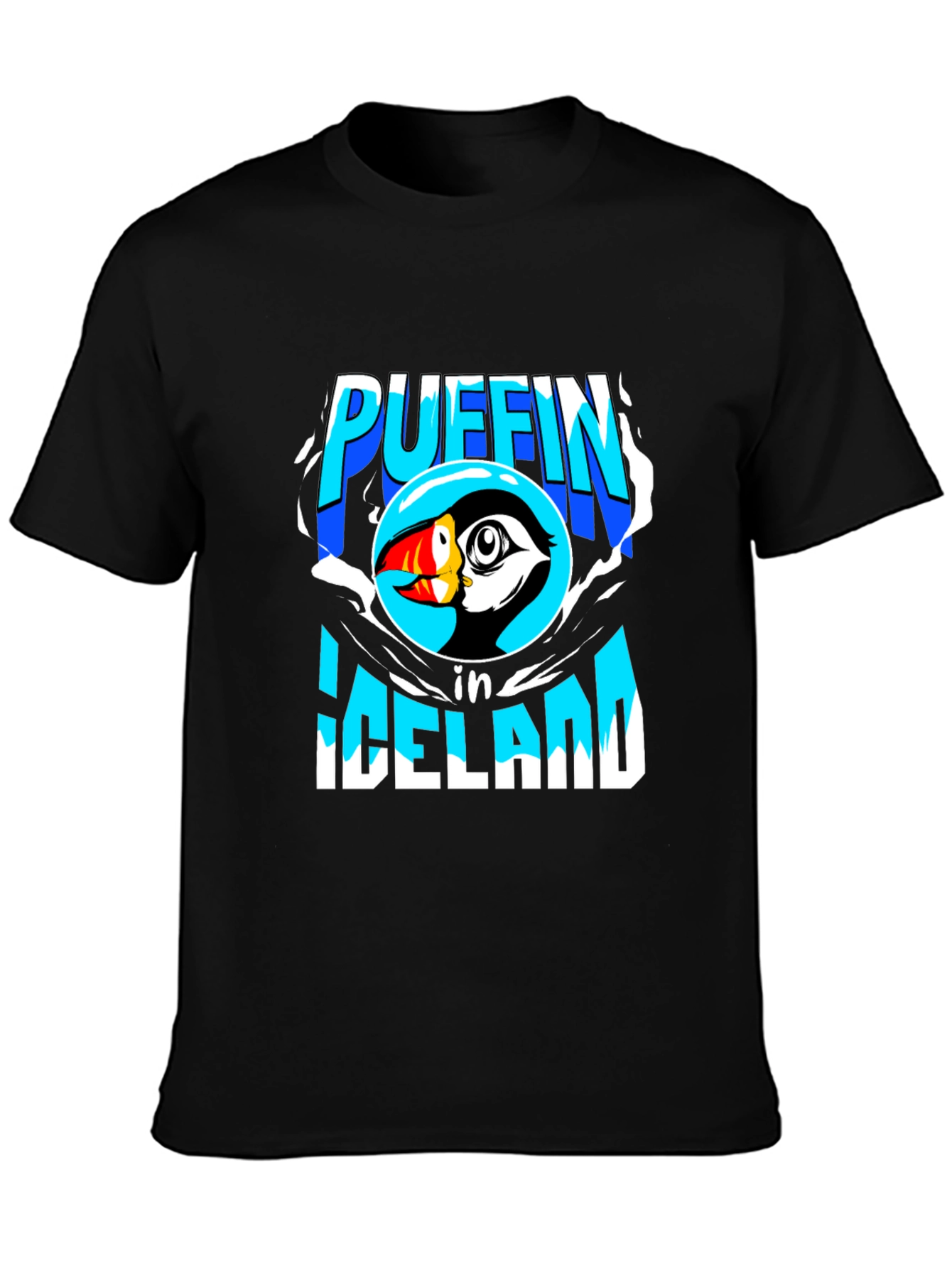 Camiseta Negra Puffin in Iceland