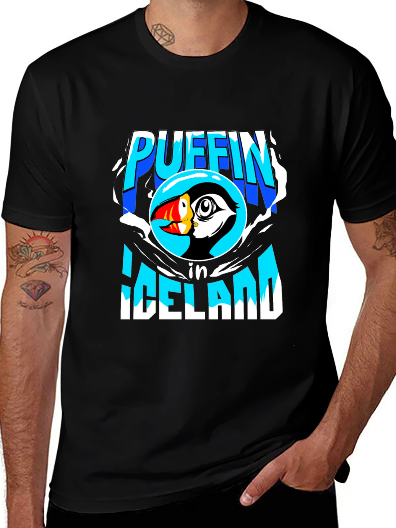 Camiseta Negra Puffin in Iceland
