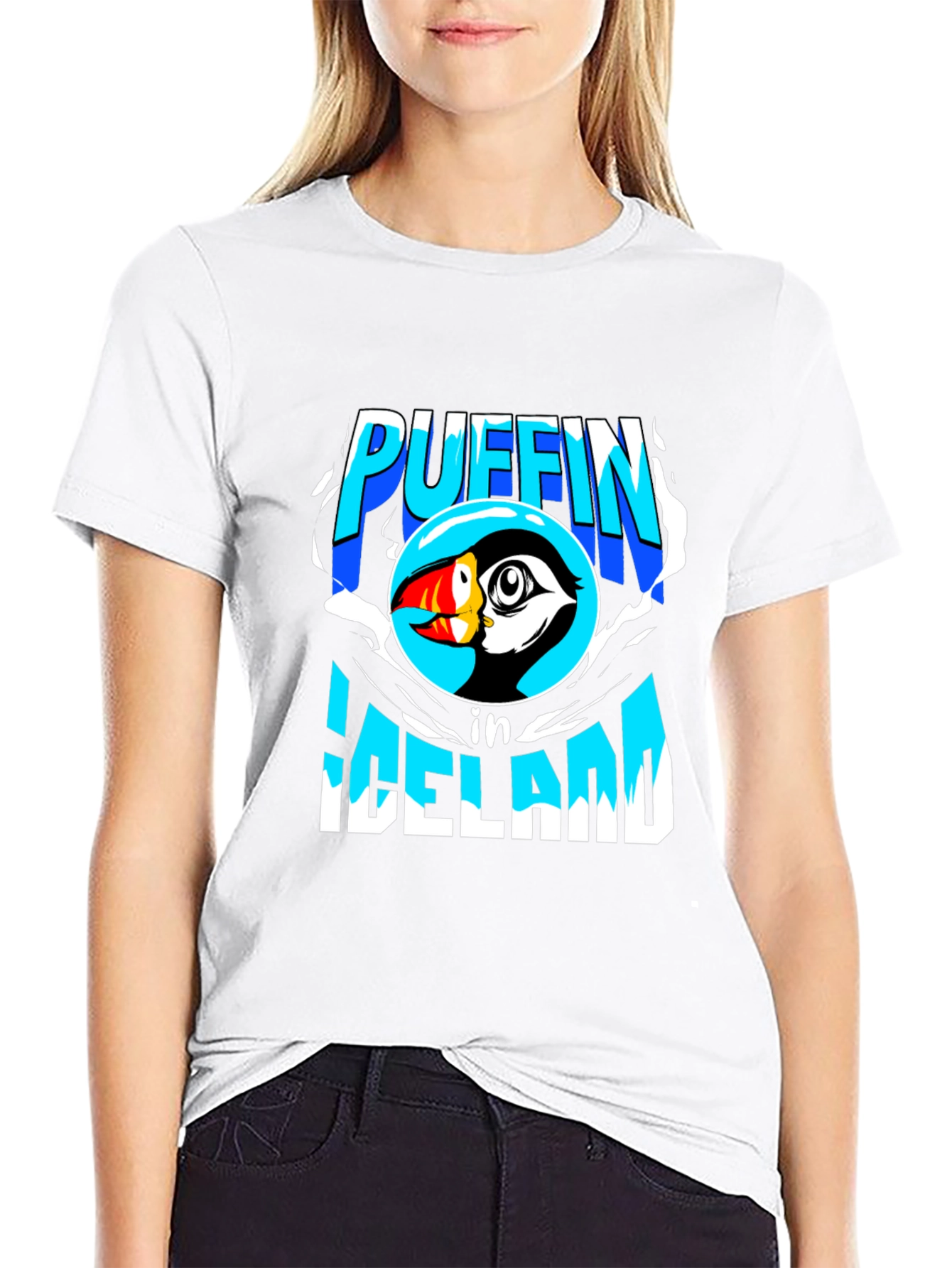 Camiseta Negra Puffin in Iceland