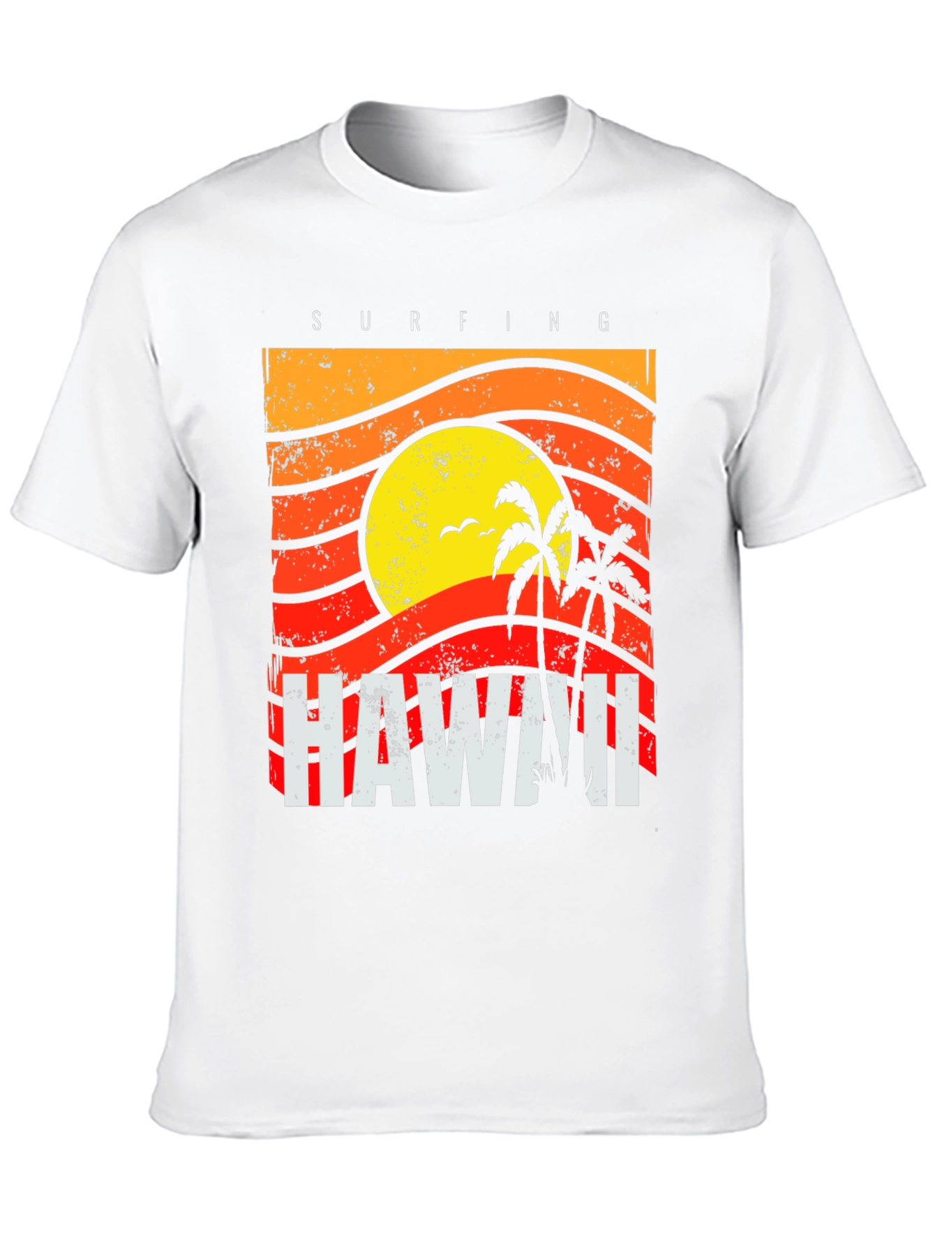 Camiseta Negra con Diseño de Hawaii Surfing