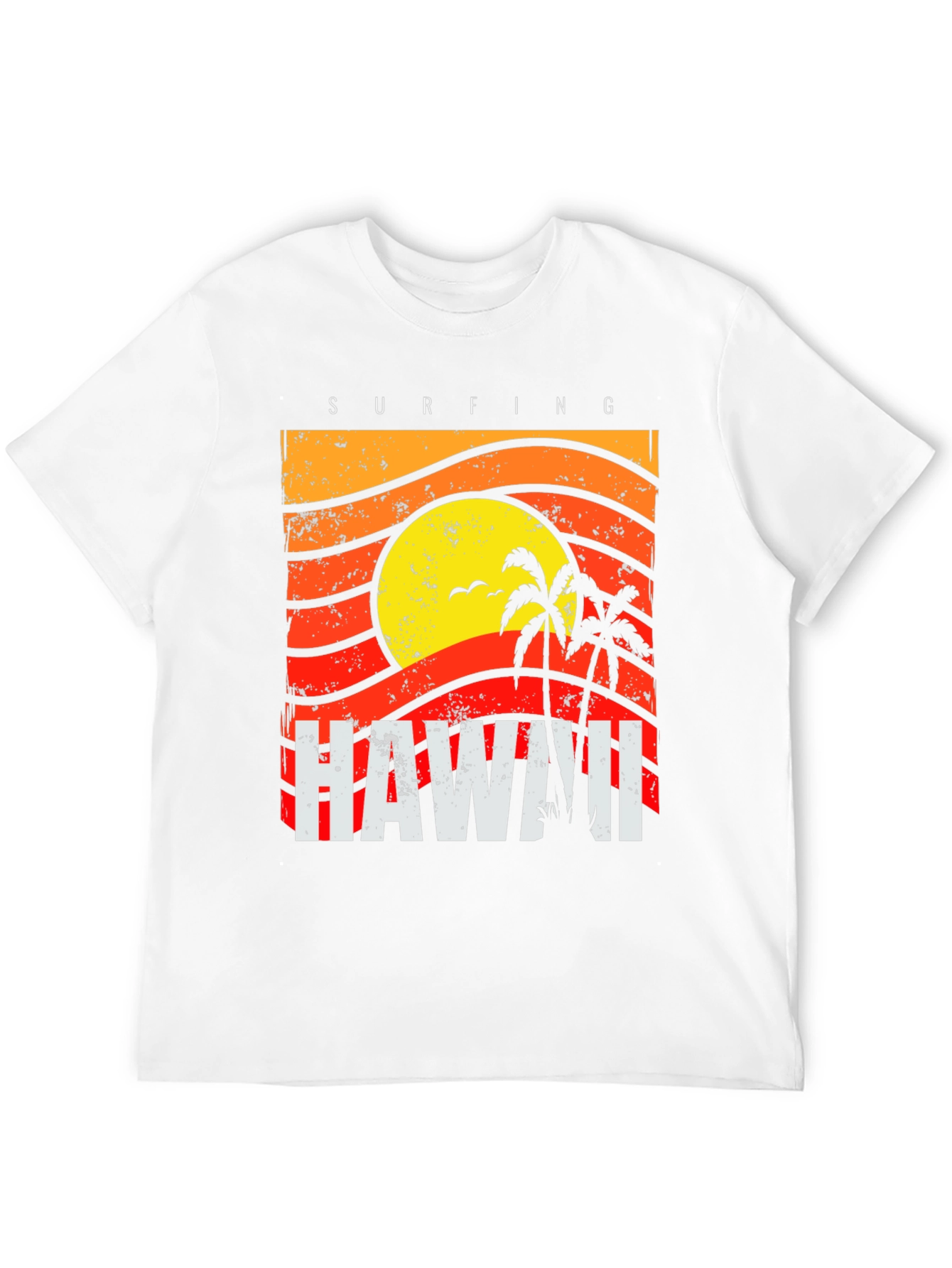 Camiseta Negra con Diseño de Hawaii Surfing