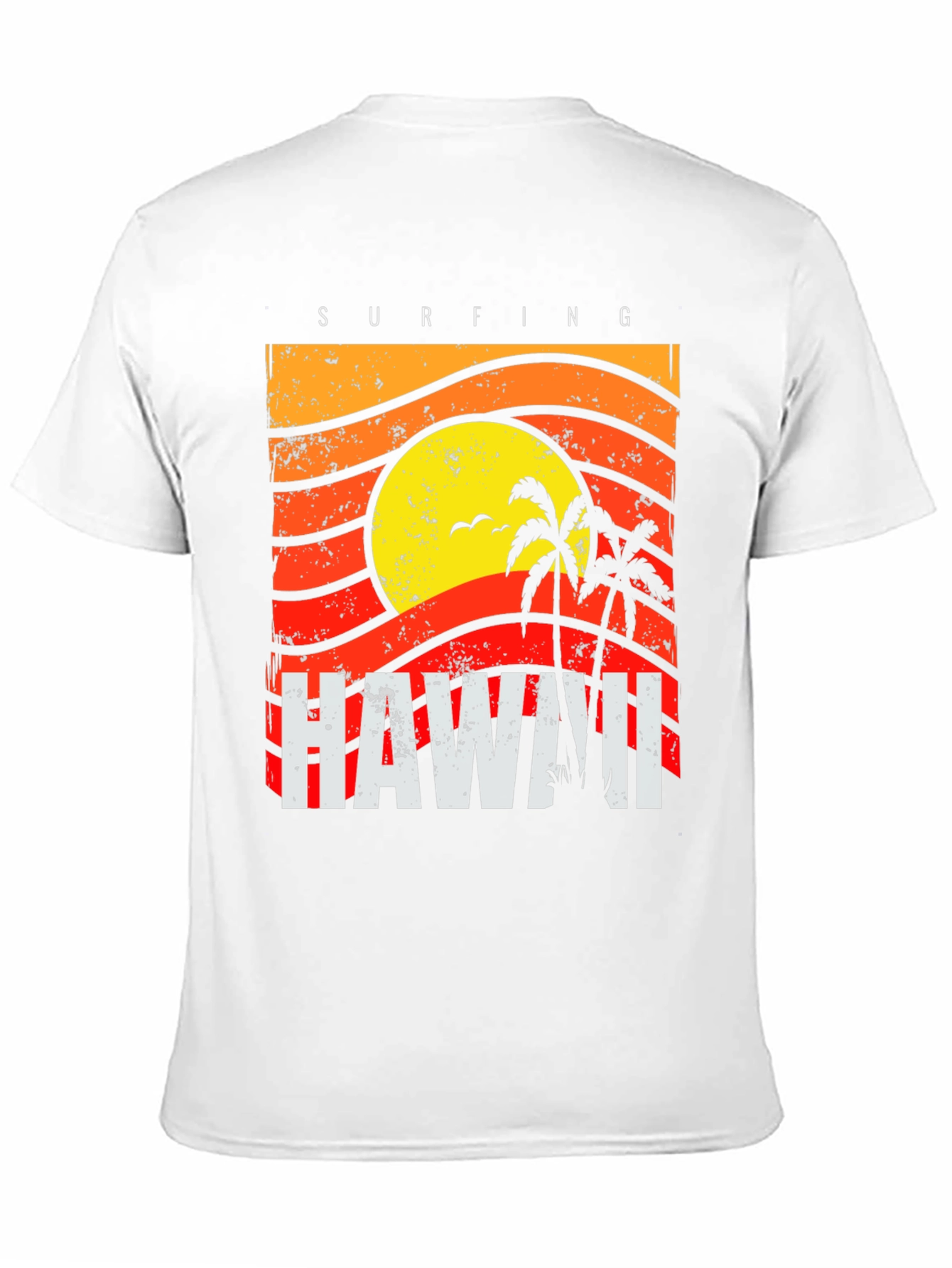 Camiseta Negra con Diseño de Hawaii Surfing