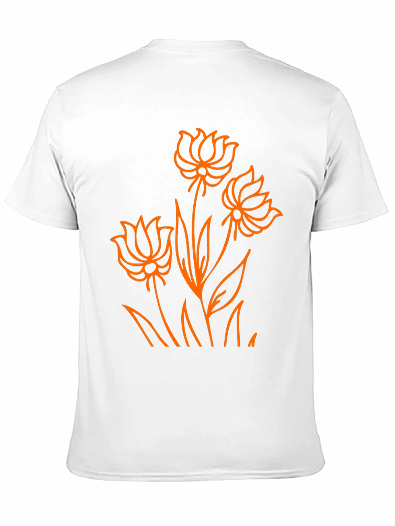 Camiseta Negra con Diseño Floral Naranja