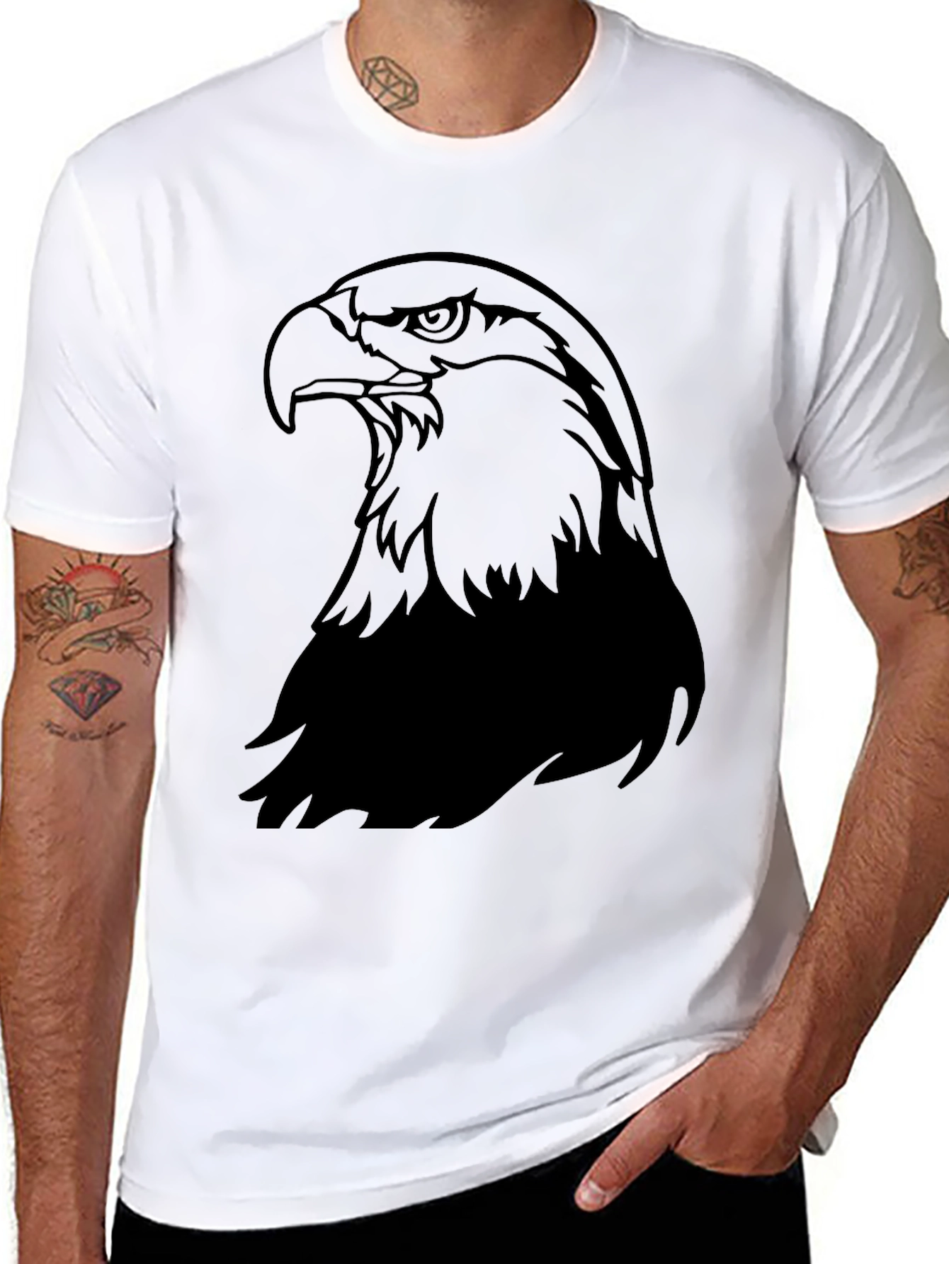 Camiseta Hombre Negra con Diseño de Águila