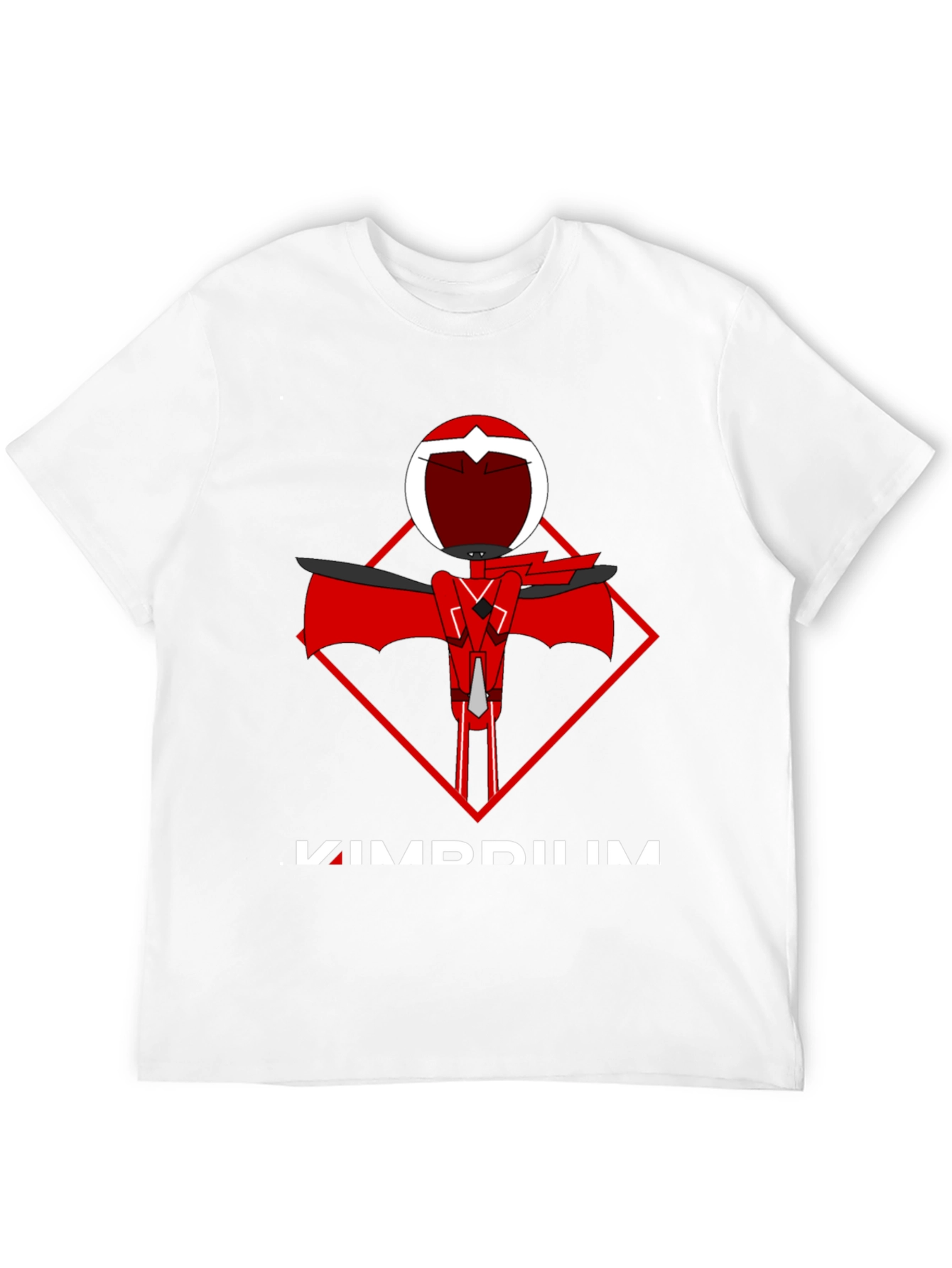 Camiseta Negra con Diseño Abstracto Rojo y Blanco