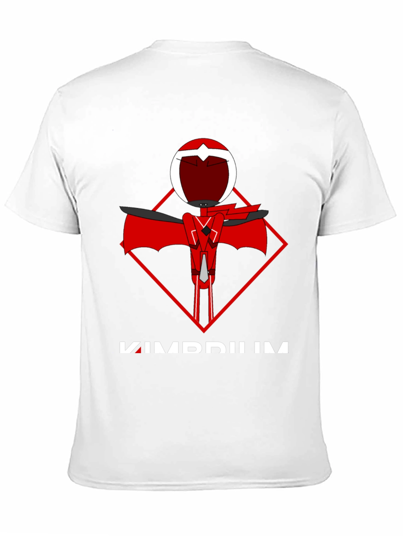 Camiseta Negra con Diseño Abstracto Rojo y Blanco