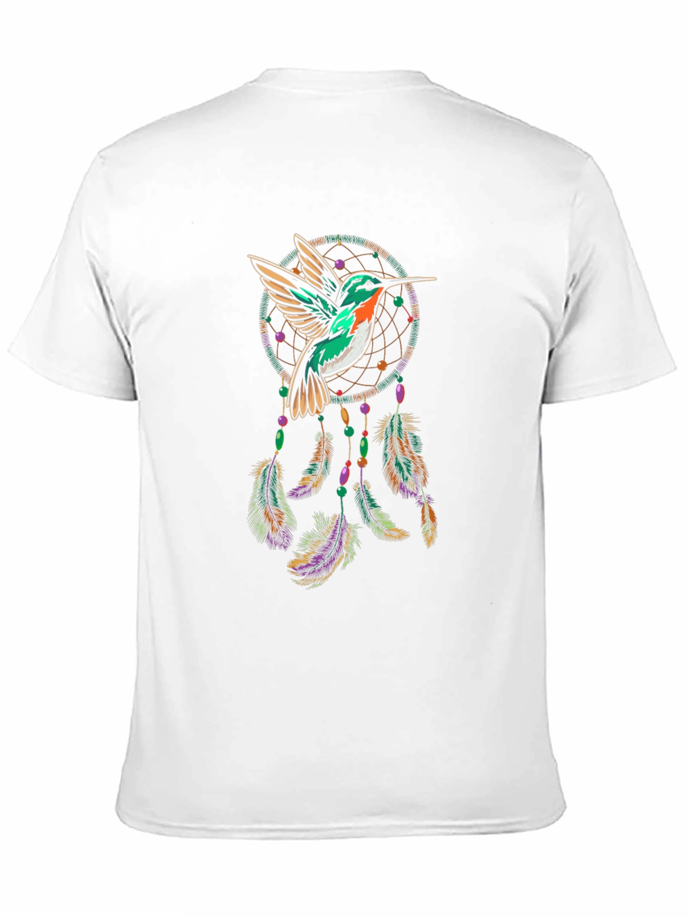 Camiseta Negra con Diseño de Colibrí y Atrapasueños