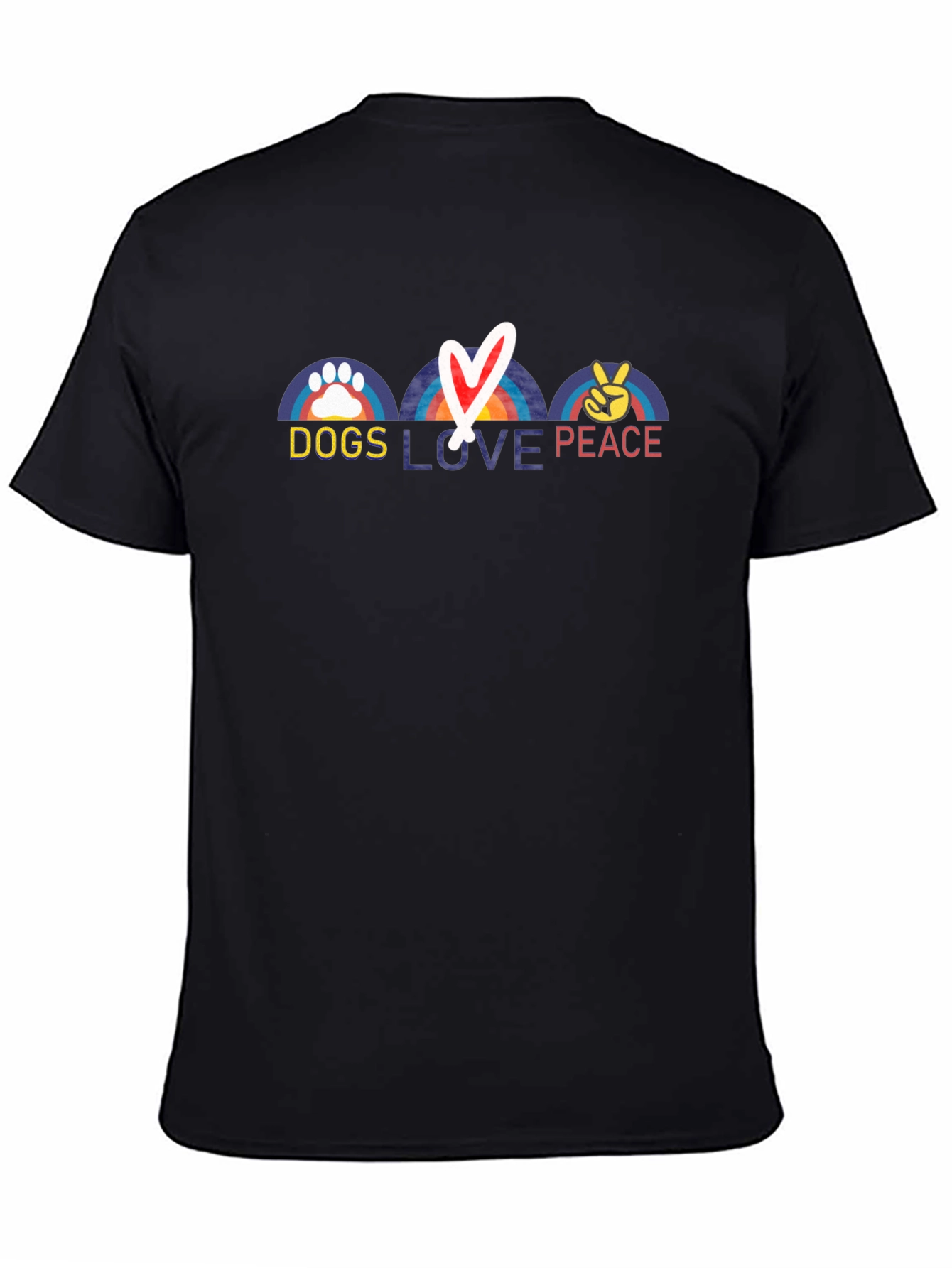 Camiseta Negra Dogs Love Peace - Diseño Adorable