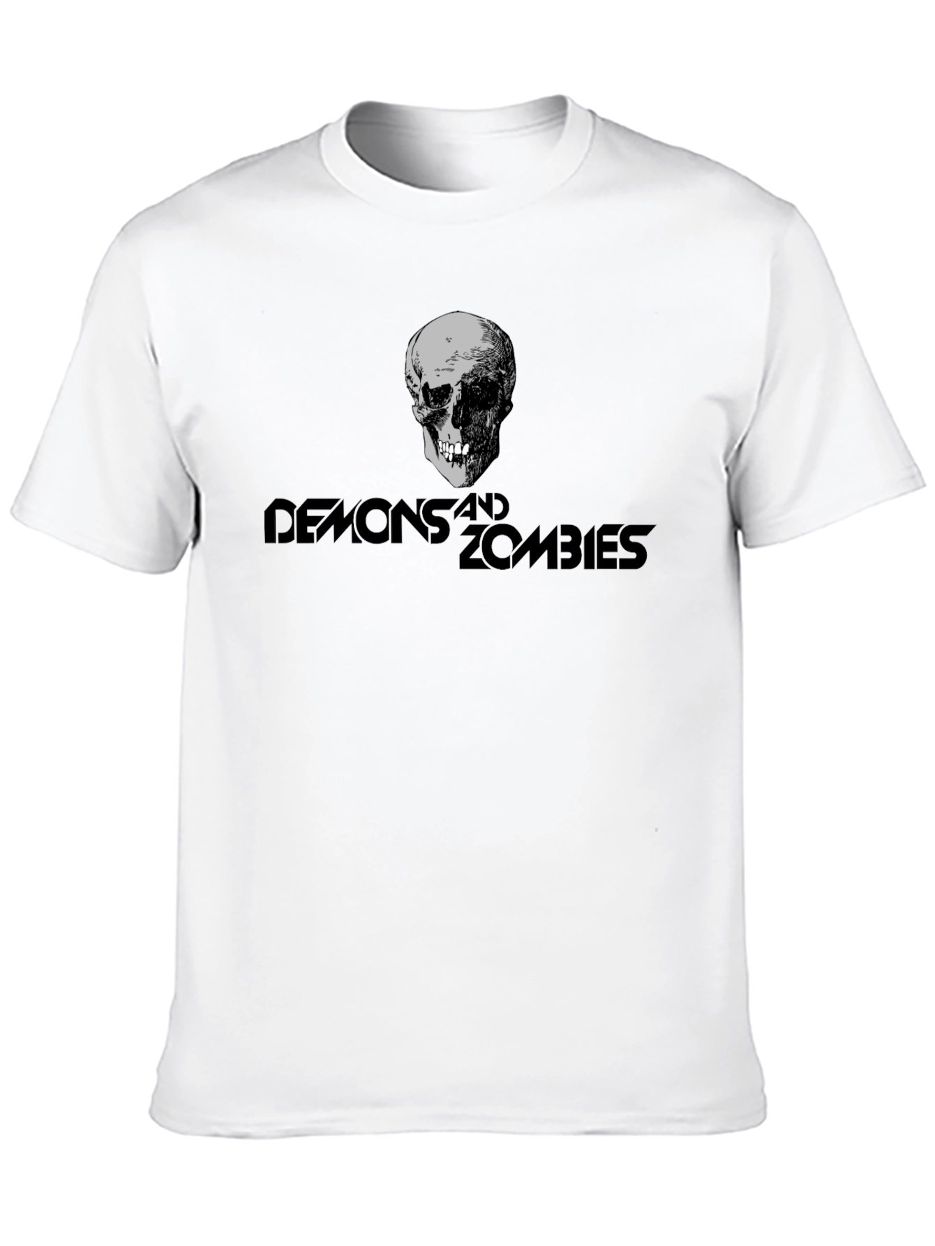 Camiseta Negra Demonios y Zombies Estampada