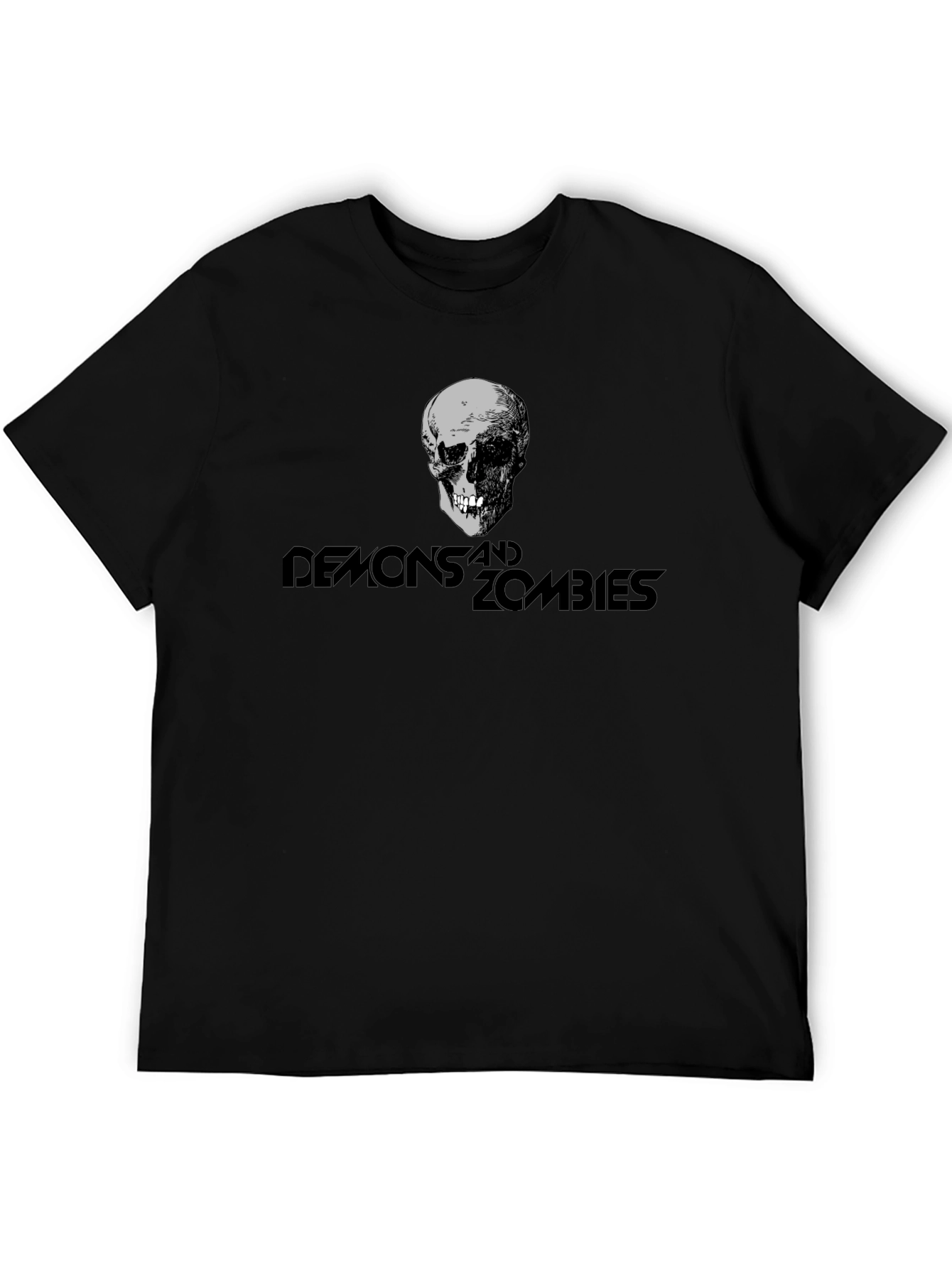 Camiseta Negra Demonios y Zombies Estampada