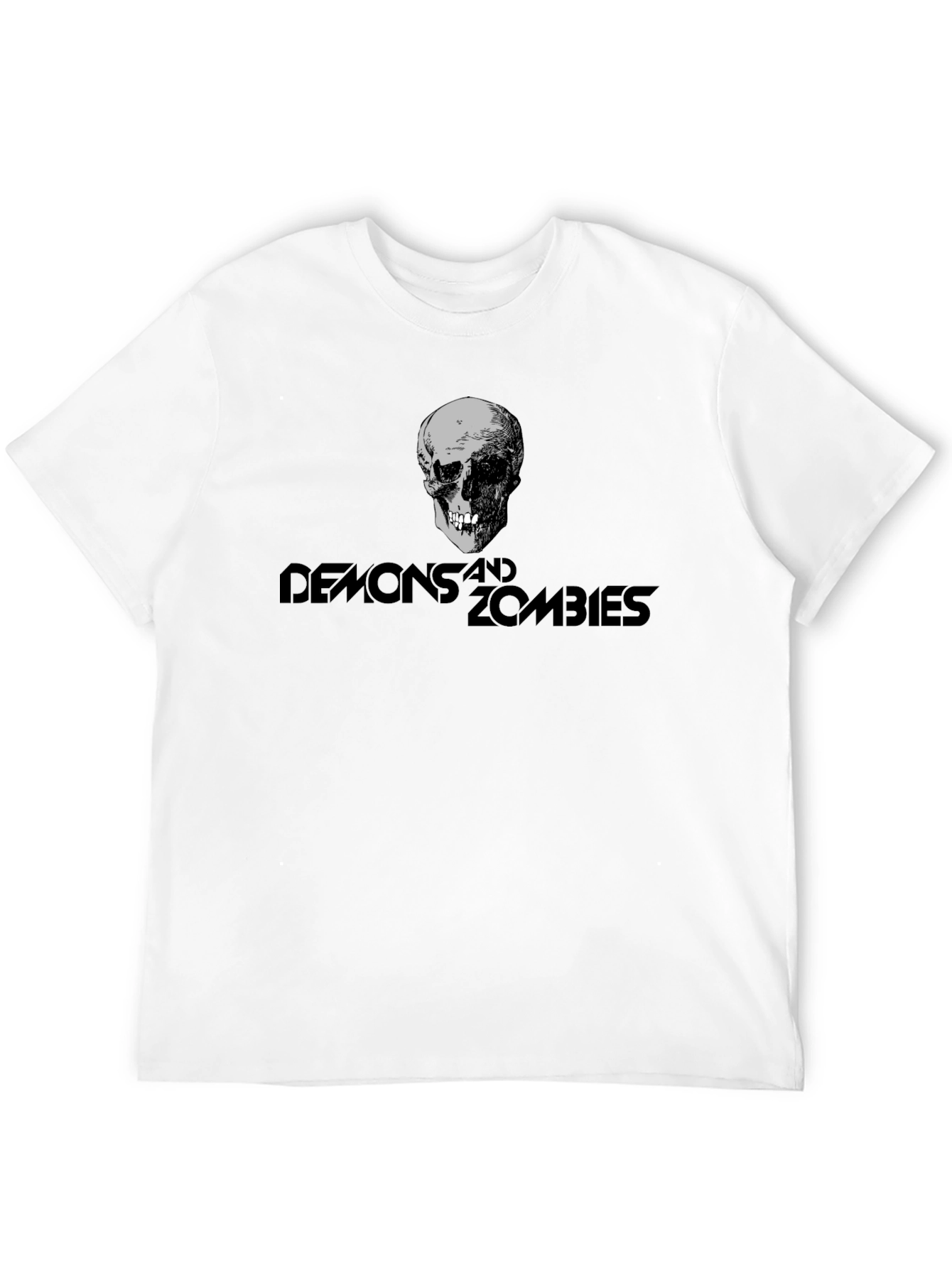 Camiseta Negra Demonios y Zombies Estampada