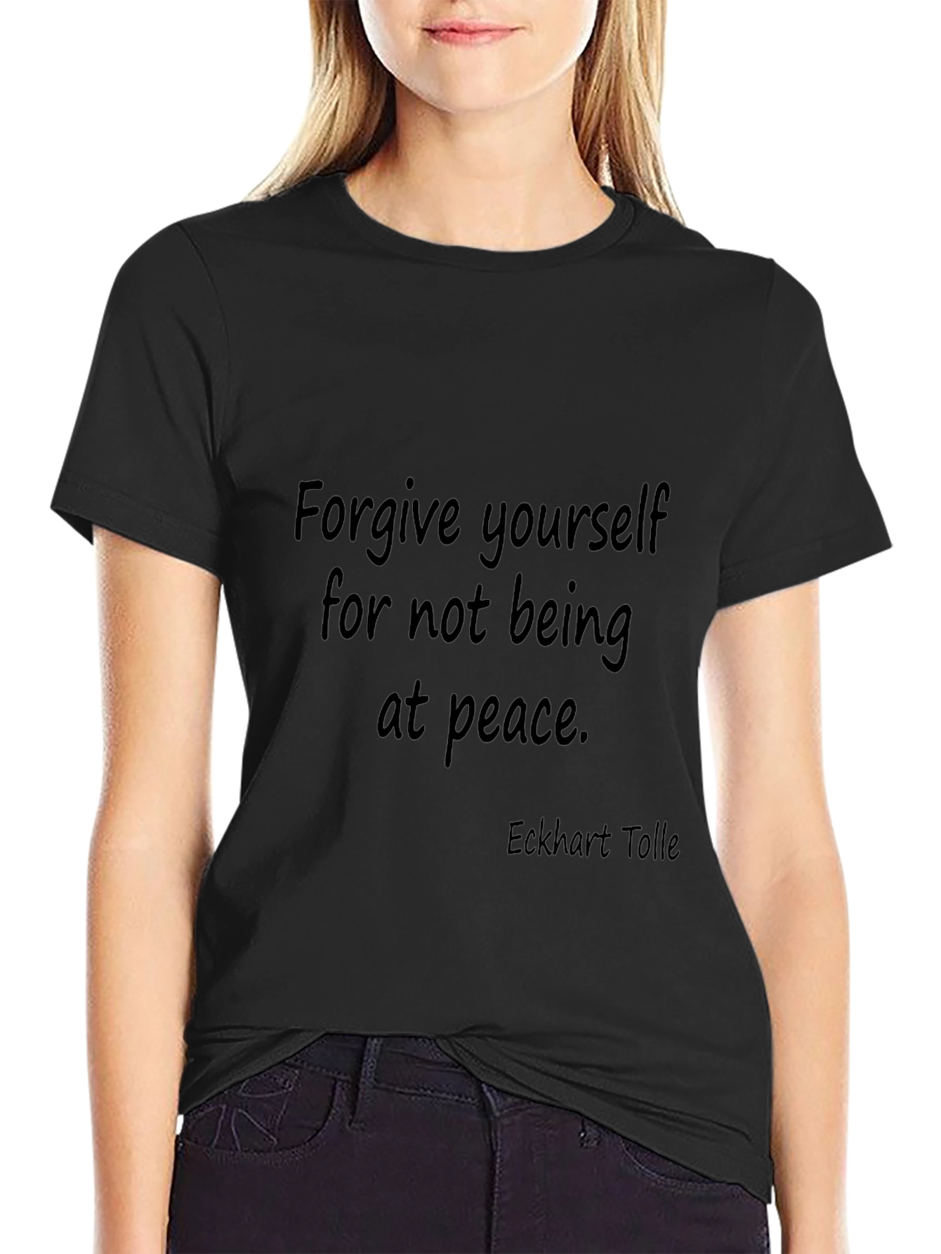 Camiseta Negra con Frase Motivacional Eckhart Tolle