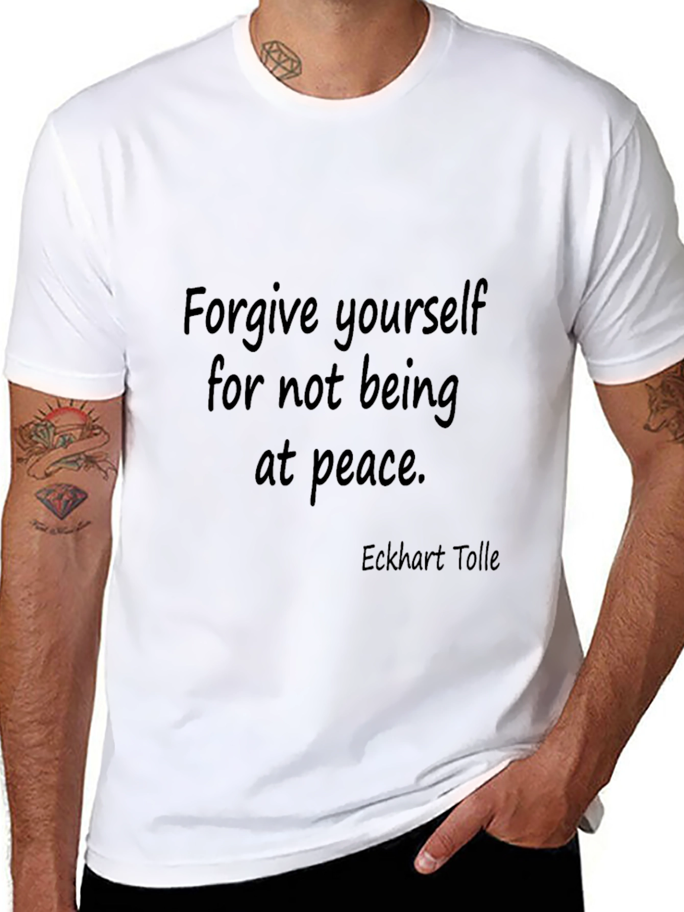 Camiseta Negra con Frase Motivacional Eckhart Tolle