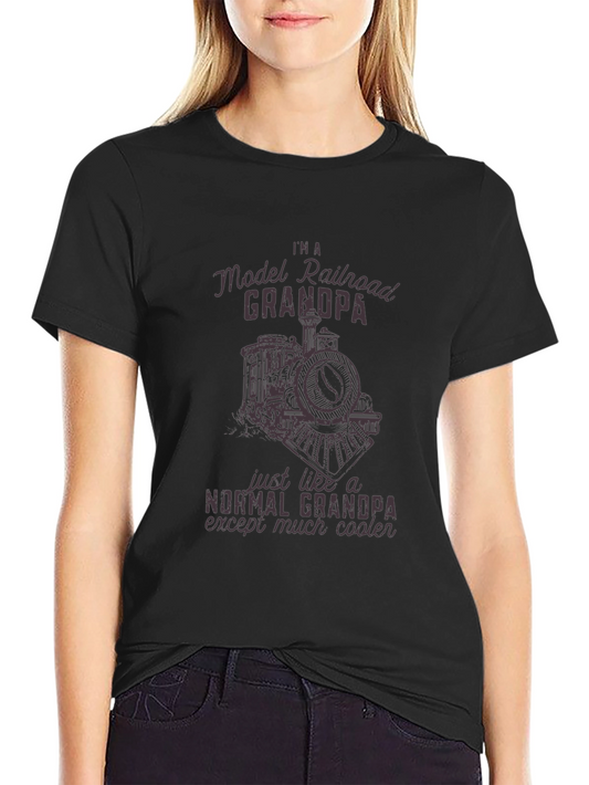 Camiseta Negra: Abuelo Ferroviario Modelista Cool