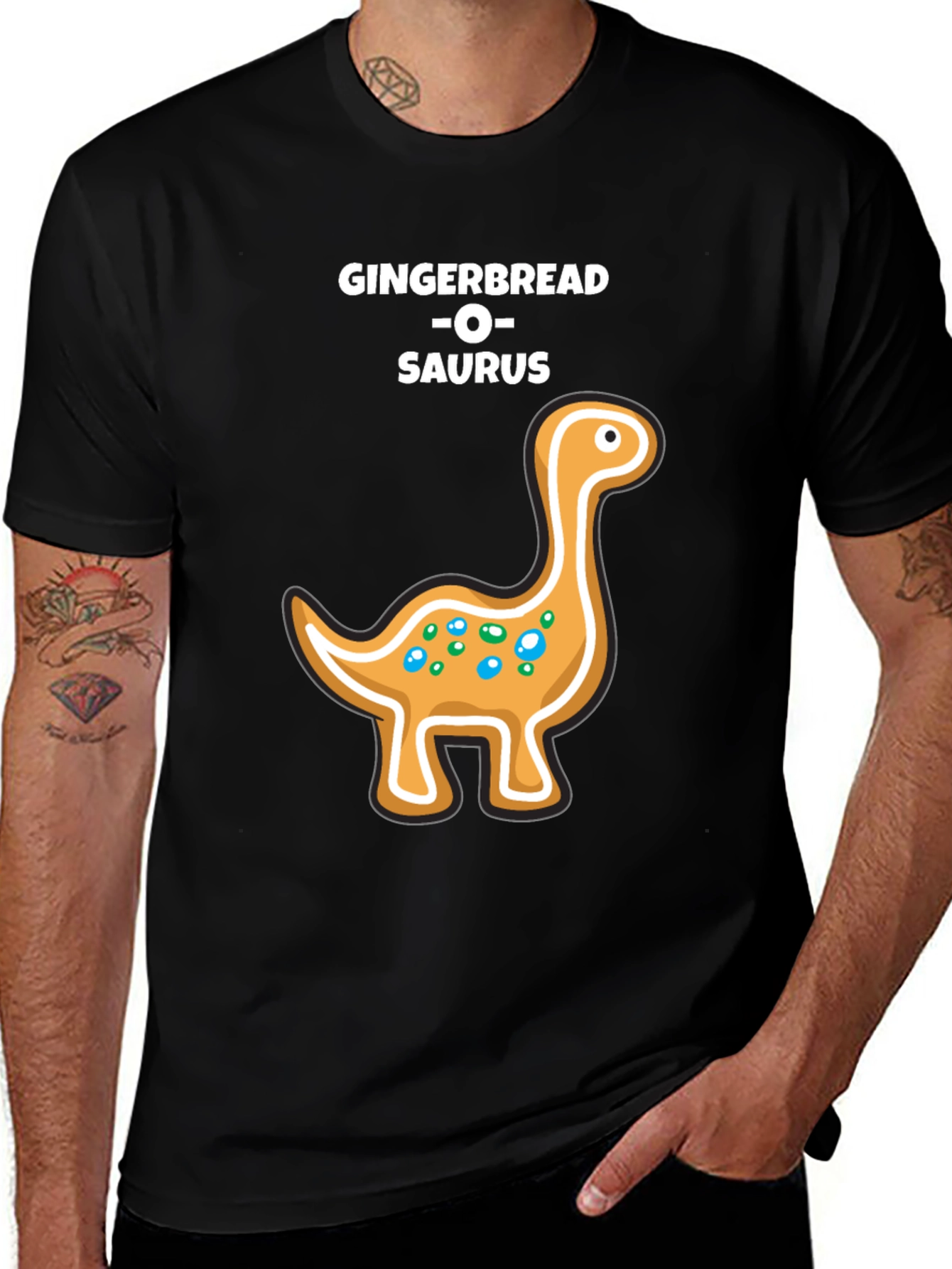 Camiseta Negra Gingerbread-O-Saurus