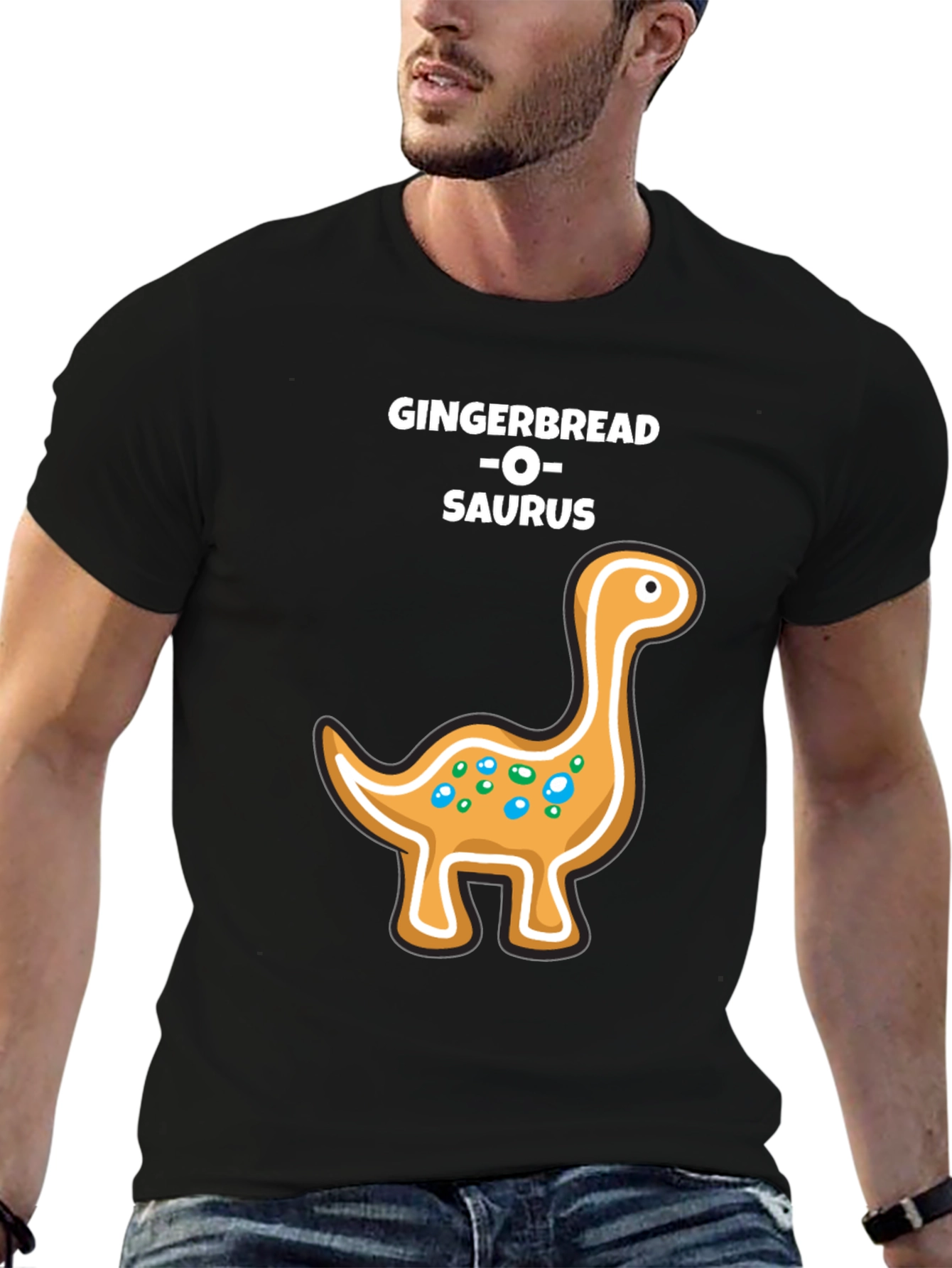 Camiseta Negra Gingerbread-O-Saurus