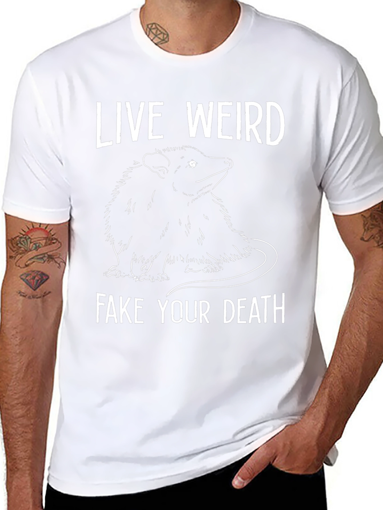 Camiseta Negra: Vive Raro Finge tu Muerte