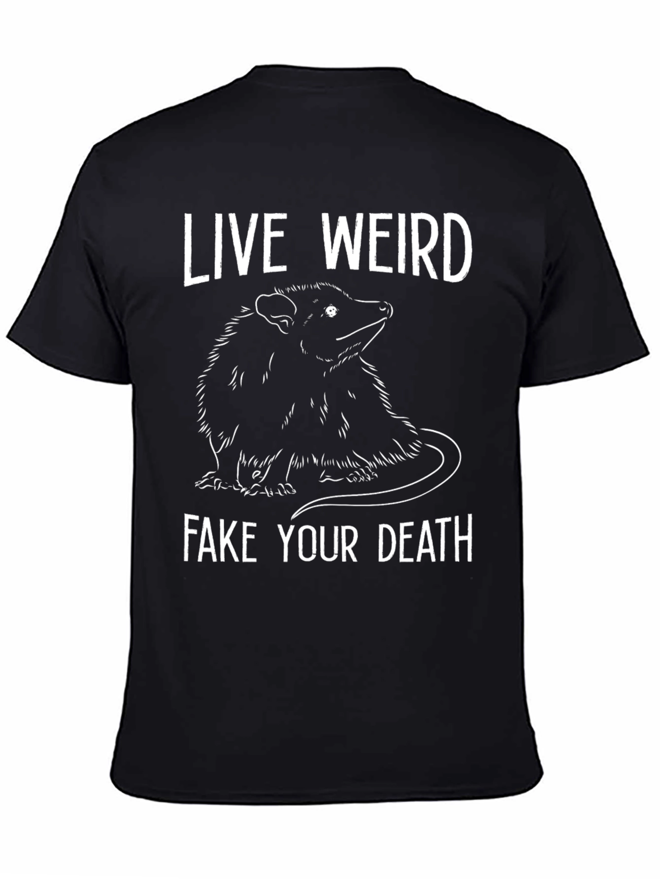 Camiseta Negra: Vive Raro Finge tu Muerte