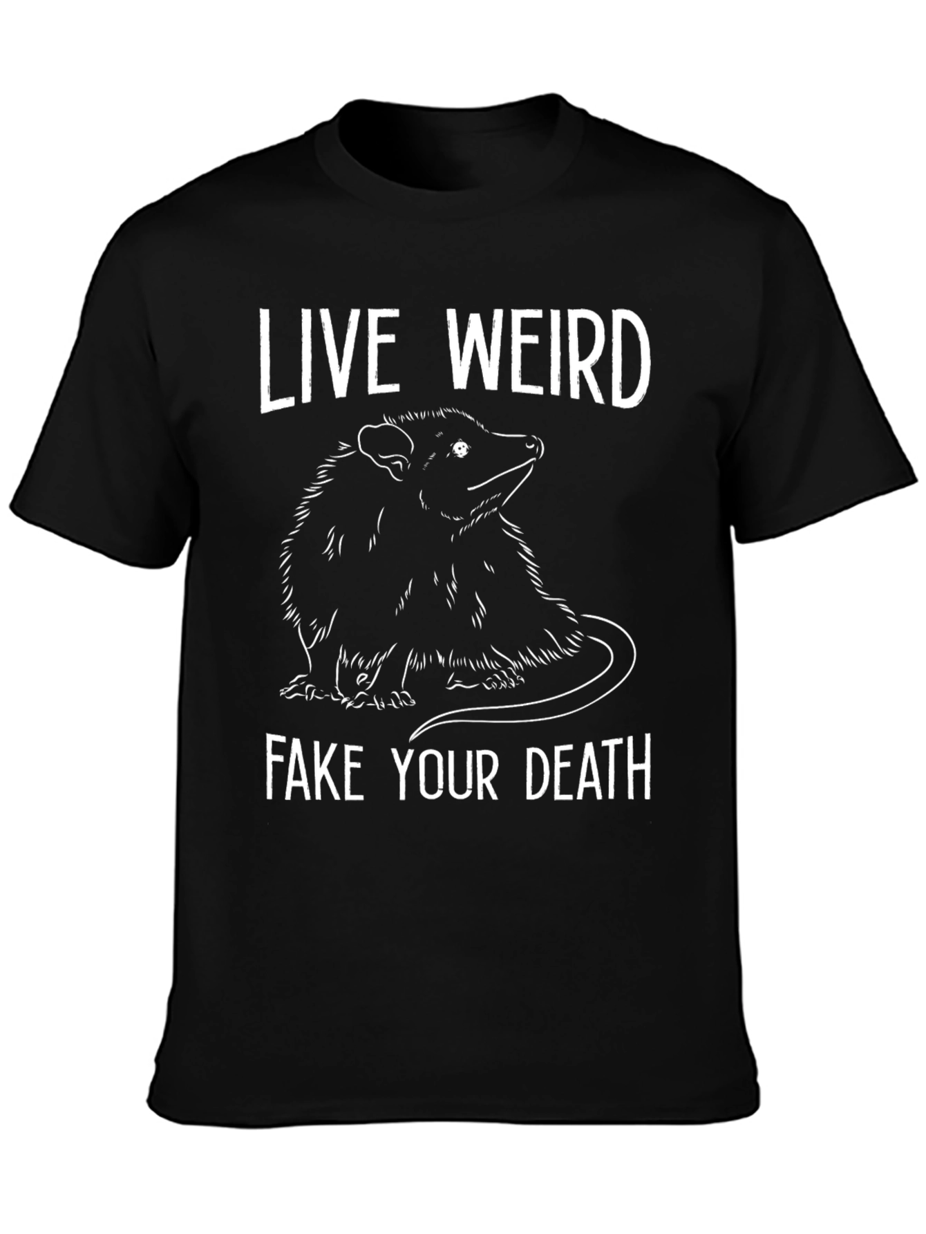Camiseta Negra: Vive Raro Finge tu Muerte