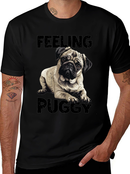 Camiseta Negra Feeling Puggy para Amantes de Pugs